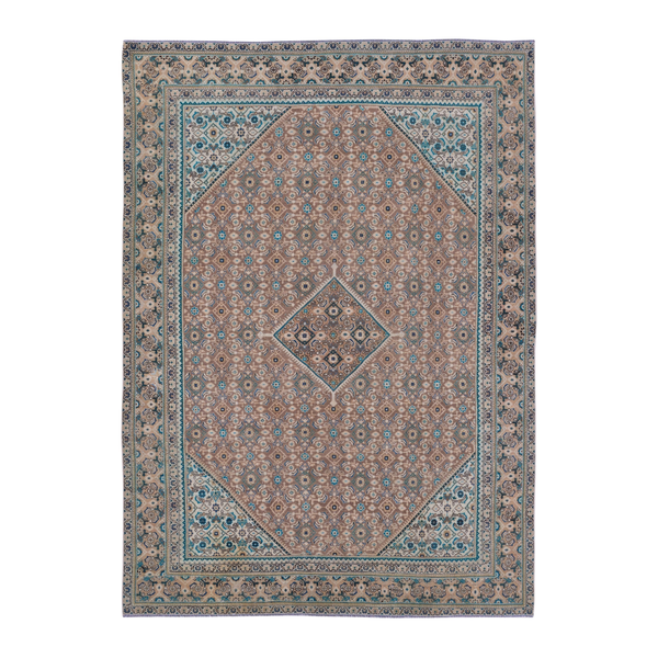 Persian Mahal oversized rug in terracotta and teal, 9'1" x 12'10"