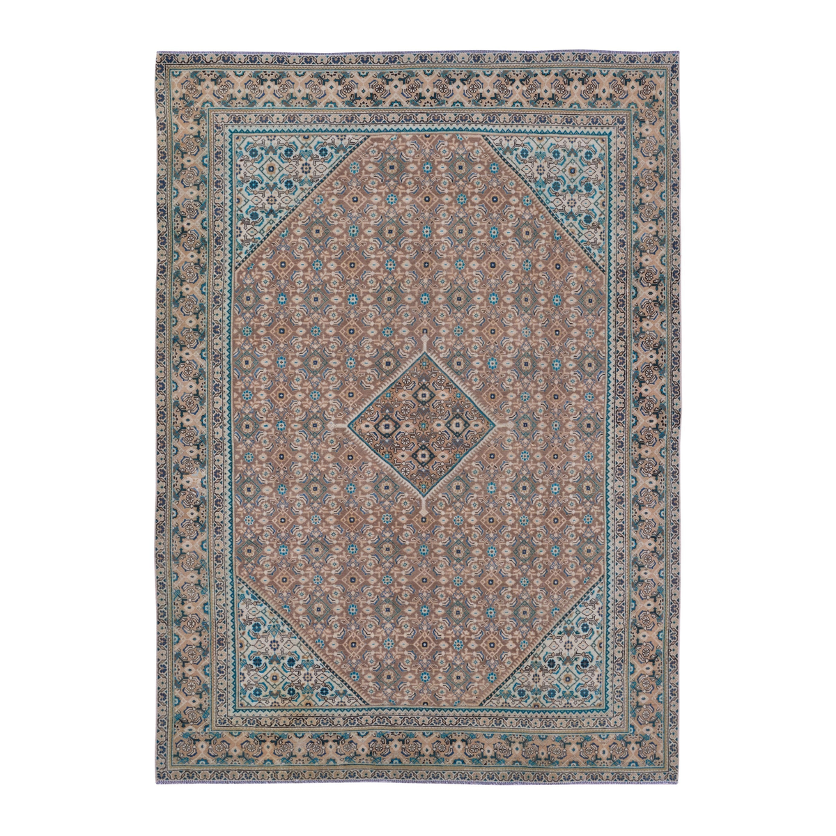 Persian Mahal oversized rug in terracotta and teal, 9'1" x 12'10"