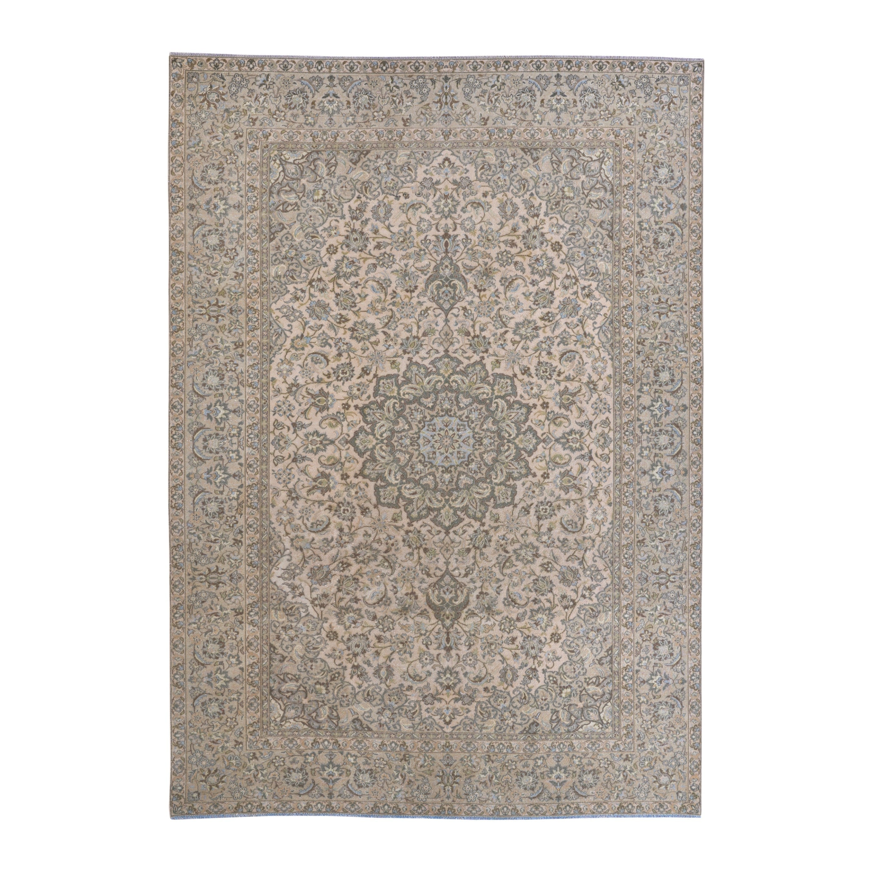 Persian Kashan oversized rug in cream and taupe, 9'3" x 12'9"