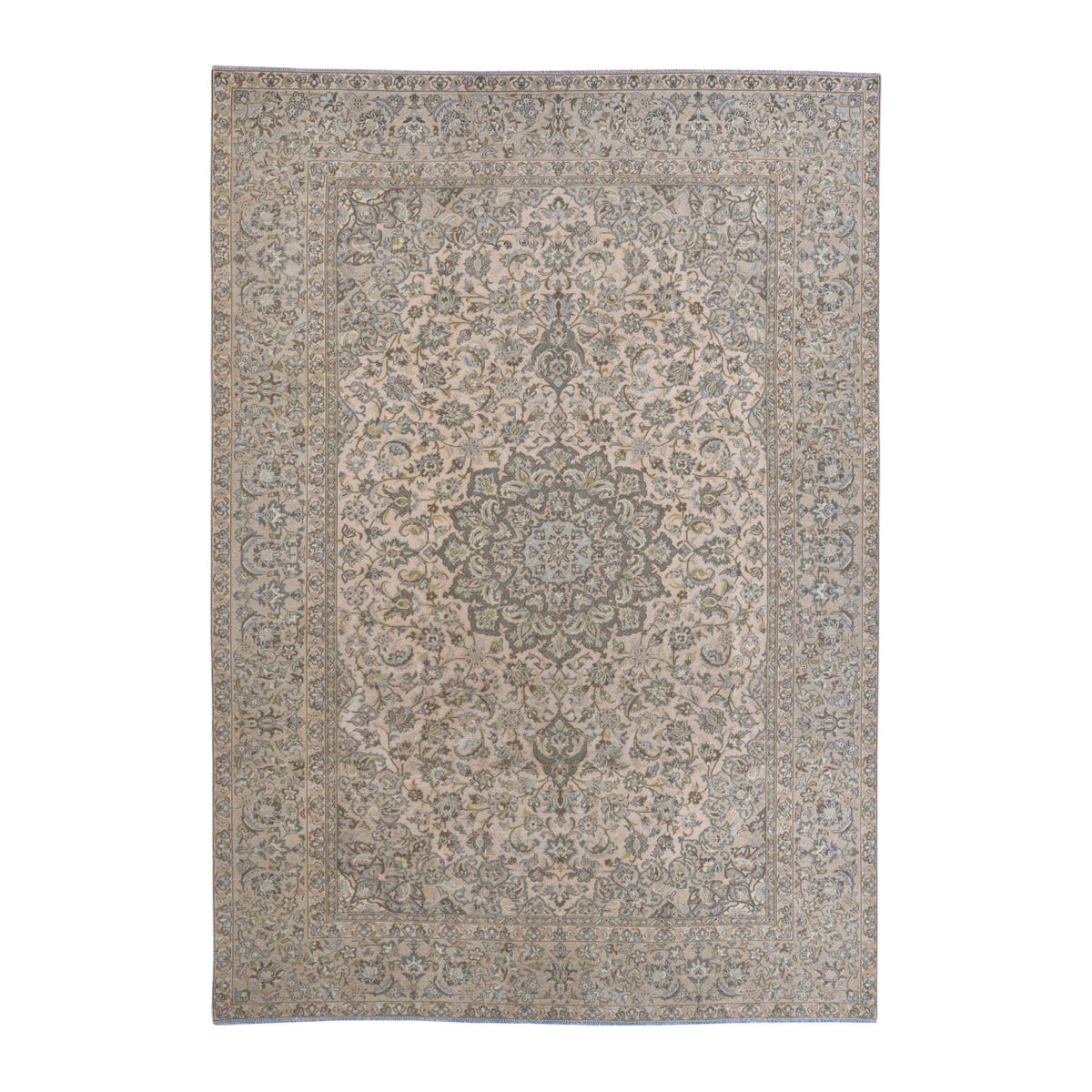 Persian Kashan oversized rug in cream and taupe, 9'3" x 12'9"