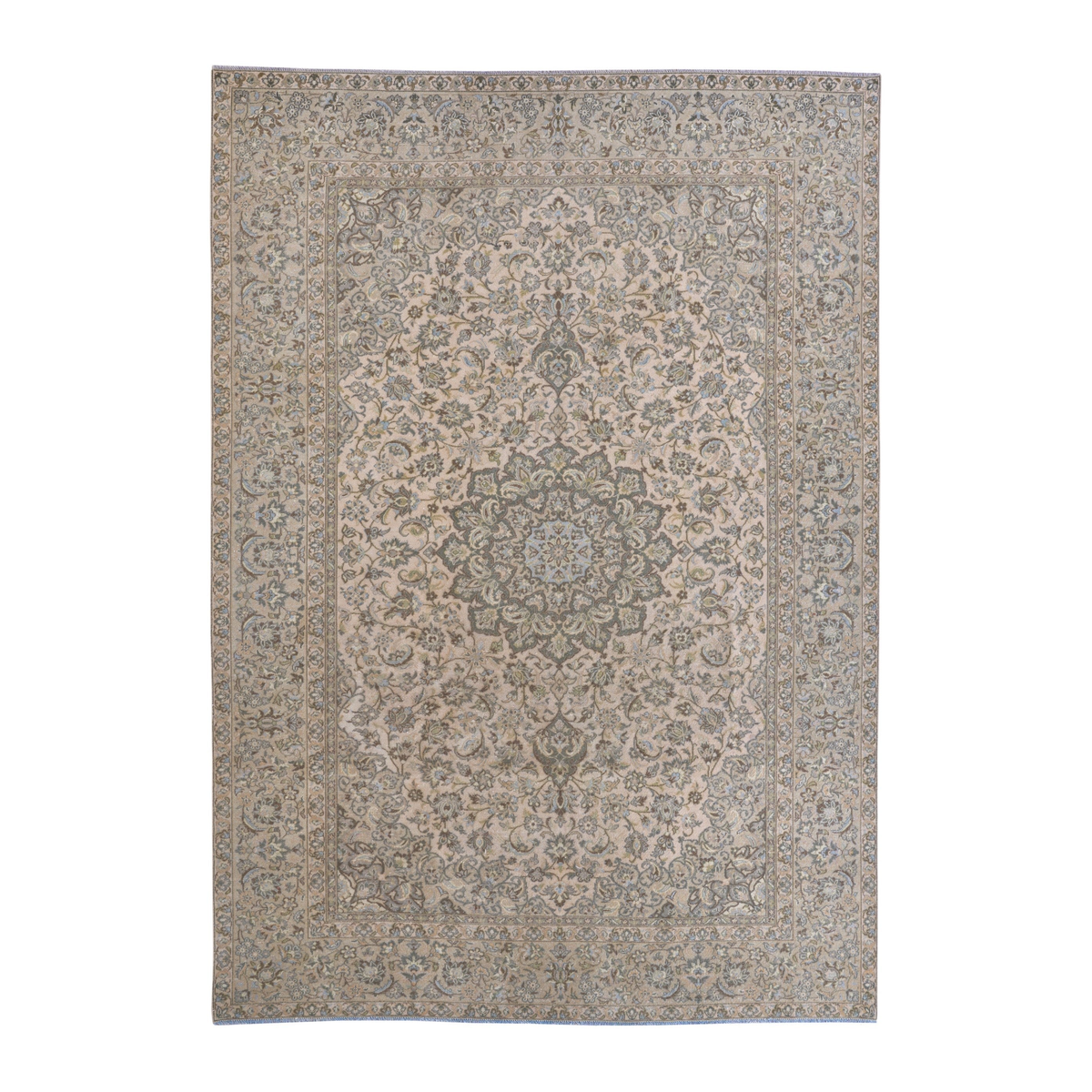 Persian Kashan oversized rug in cream and taupe, 9'3" x 12'9"