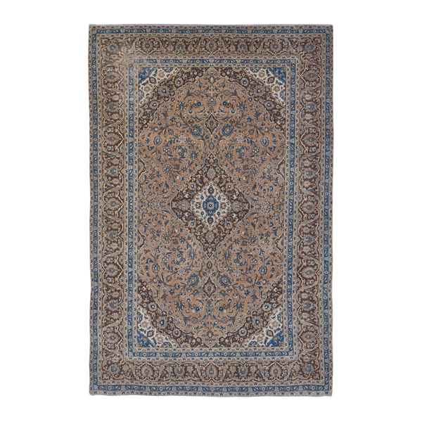 Persian Kashan oversized rug in tan and beige, 8'3" x 12'3"