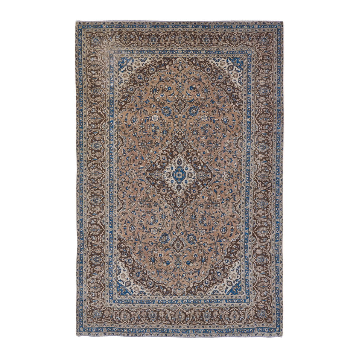 Persian Kashan oversized rug in tan and beige, 8'3" x 12'3"