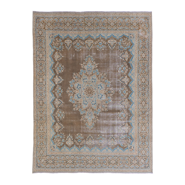Persian Kerman oversized rug in taupe and cream, 9'5" x 12'8"