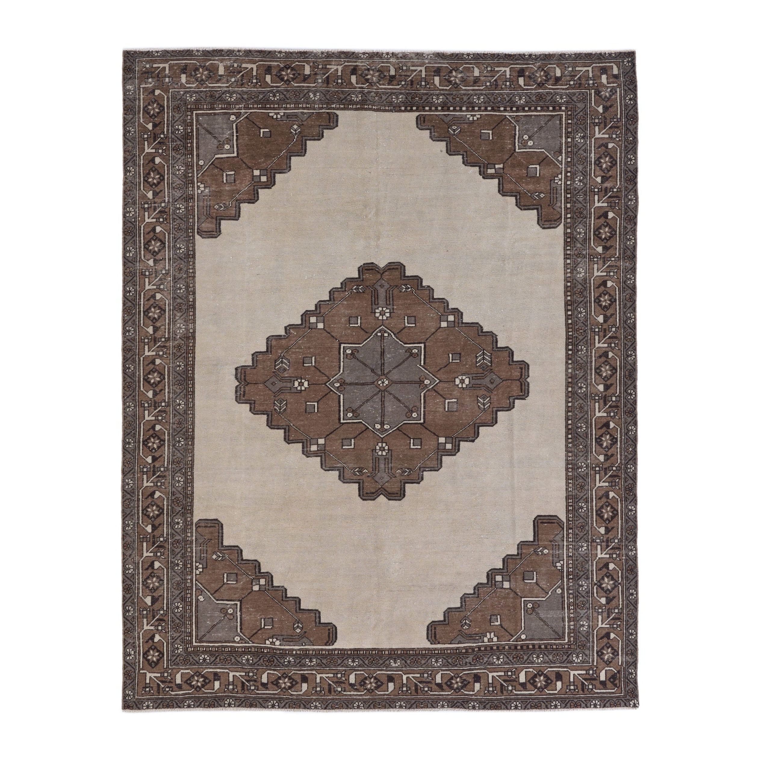 Persian Ferdos oversized rug in cream and brown, 8' x 10'10"