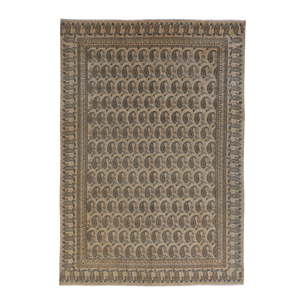 Persian Kashan oversized rug in cream and taupe, 9' x 13'