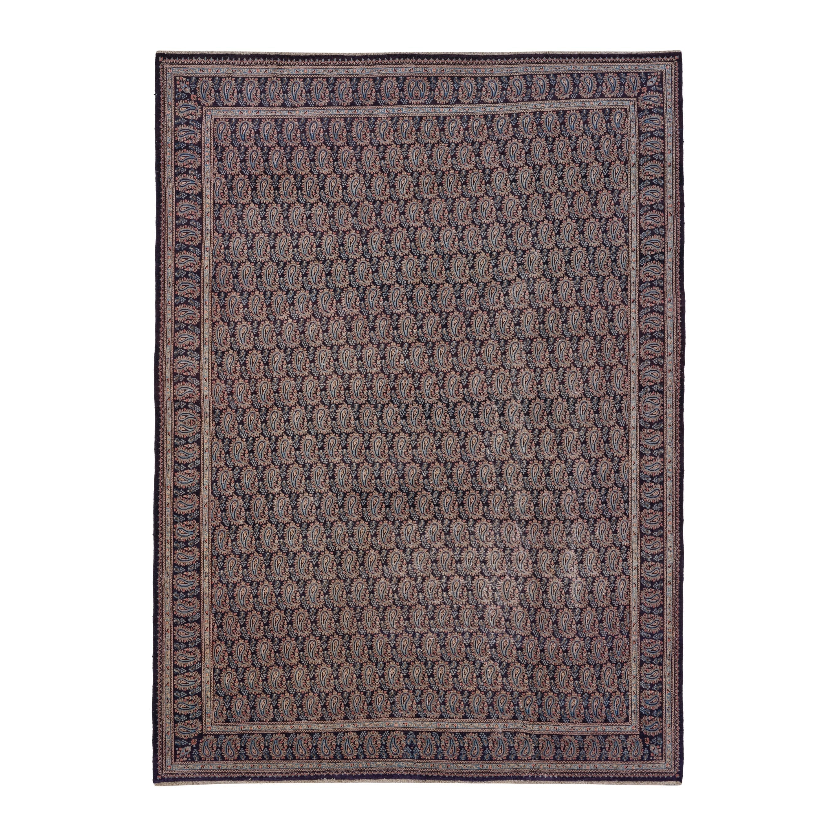 Persian Birjand oversized rug in muted pink and charcoal, 9'3" x 13'1"