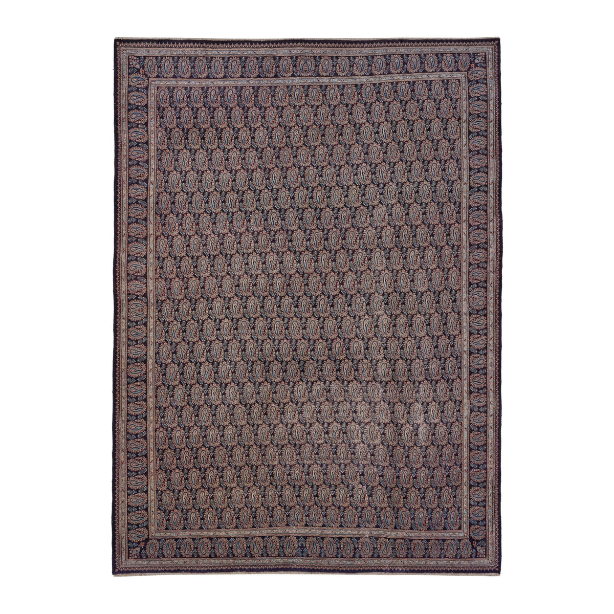 Persian Birjand oversized rug in muted pink and charcoal, 9'3" x 13'1"