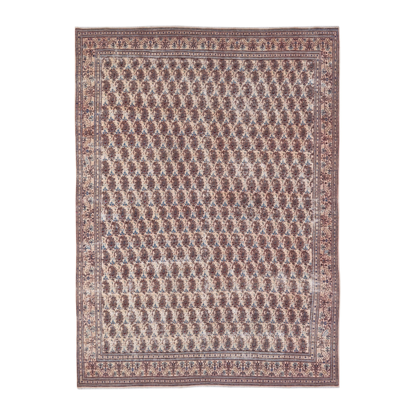 Persian Birjand oversized rug in cream and brown, 8'5" x 11'3"