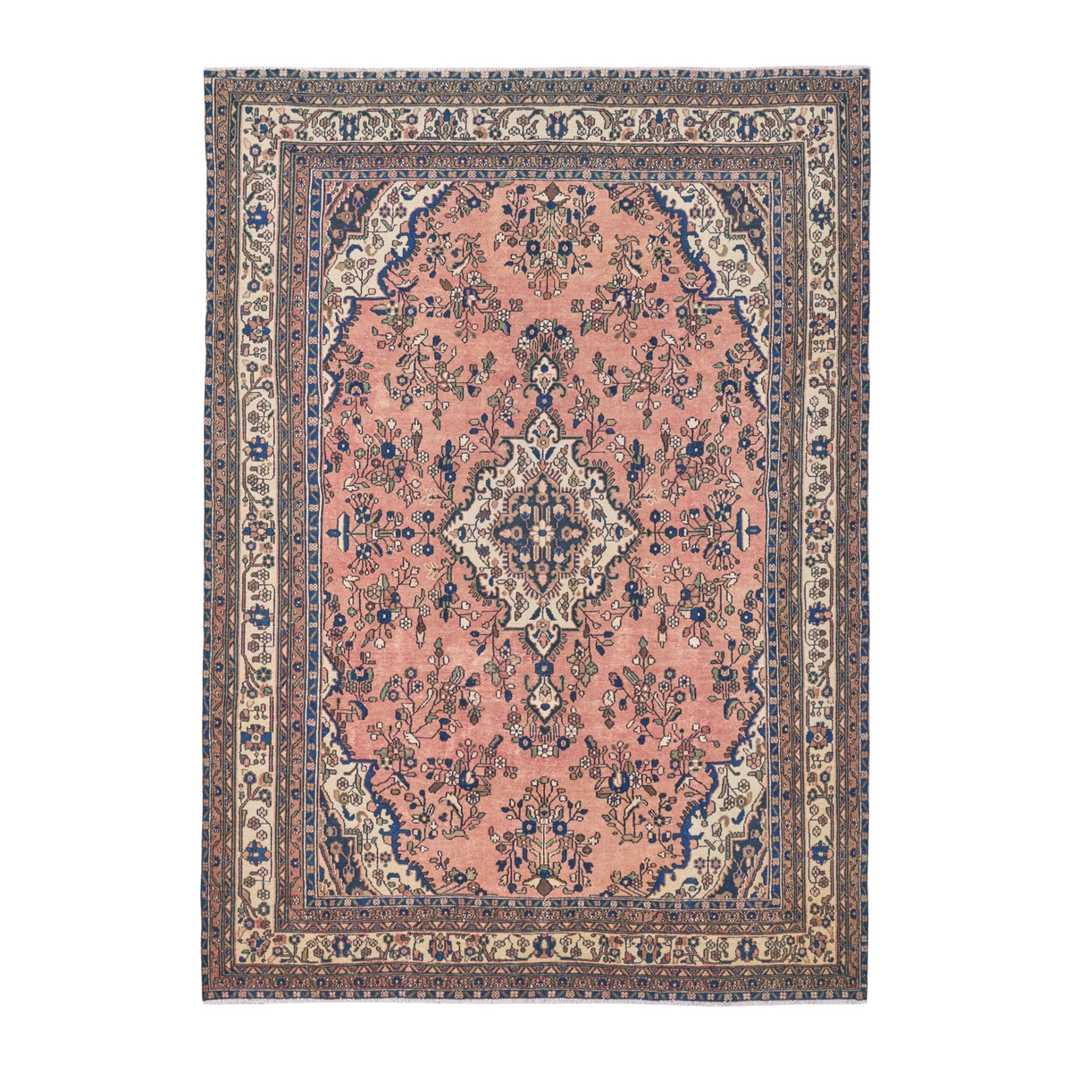 Persian Hamedan oversized rug in dusty rose and off-white, 8' x 11'7"