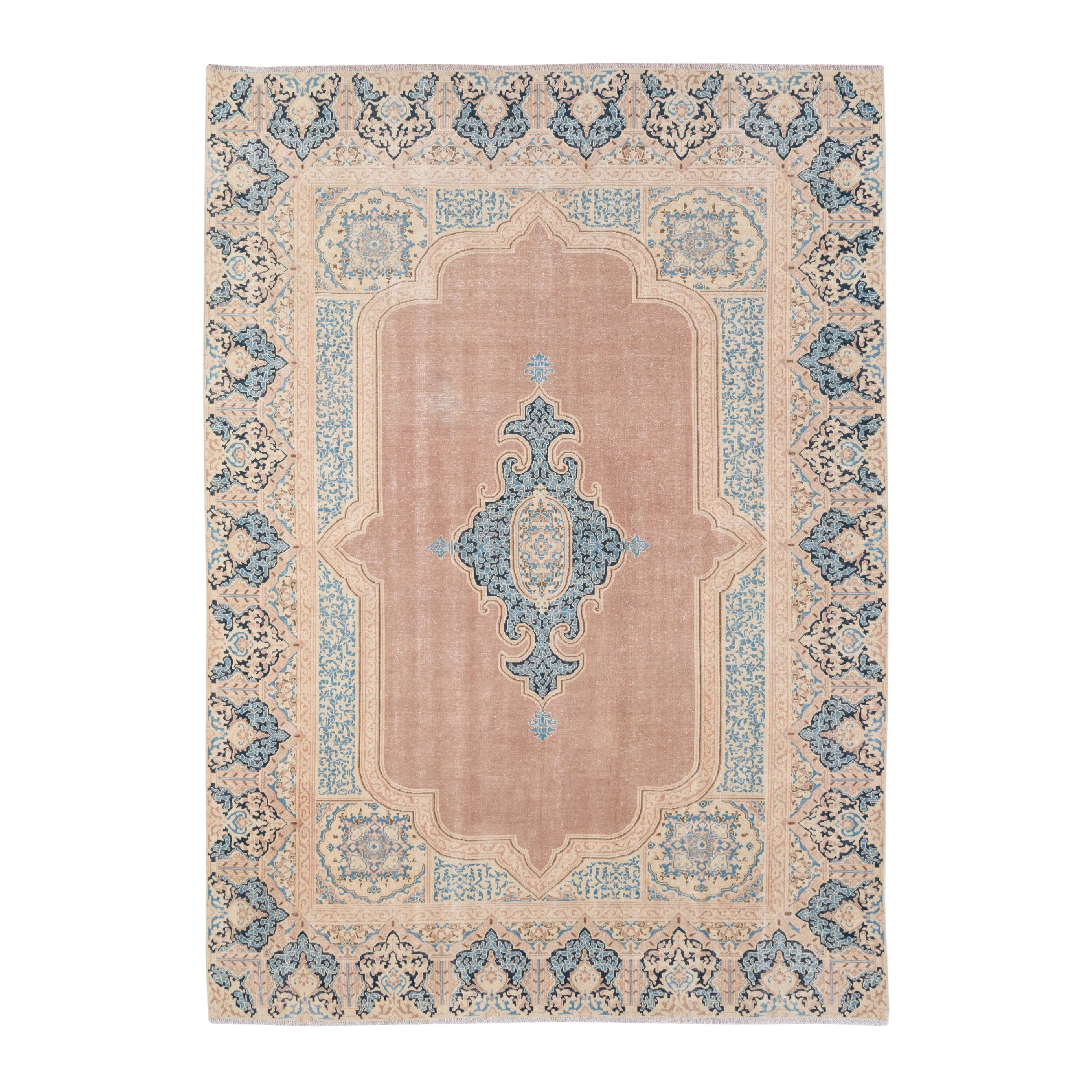 Persian Kerman oversized rug in dusty rose and teal, 9'2" x 12'2"