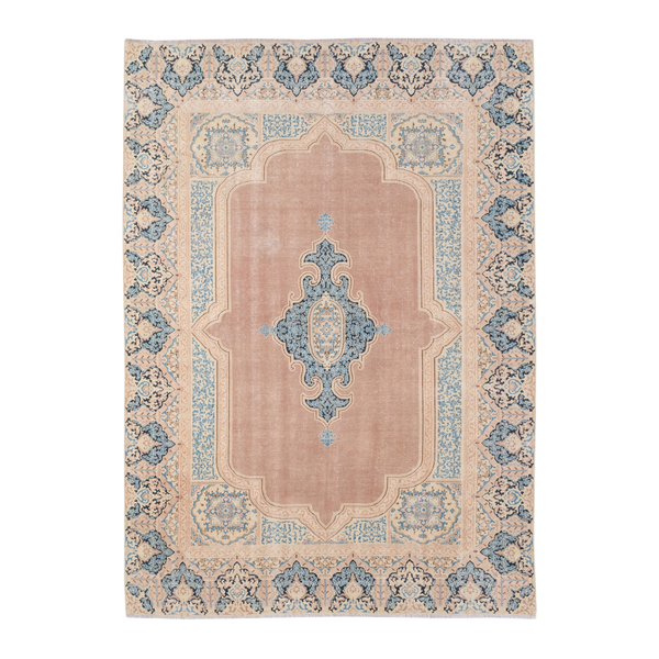 Persian Kerman oversized rug in dusty rose and teal, 9'2" x 12'2"