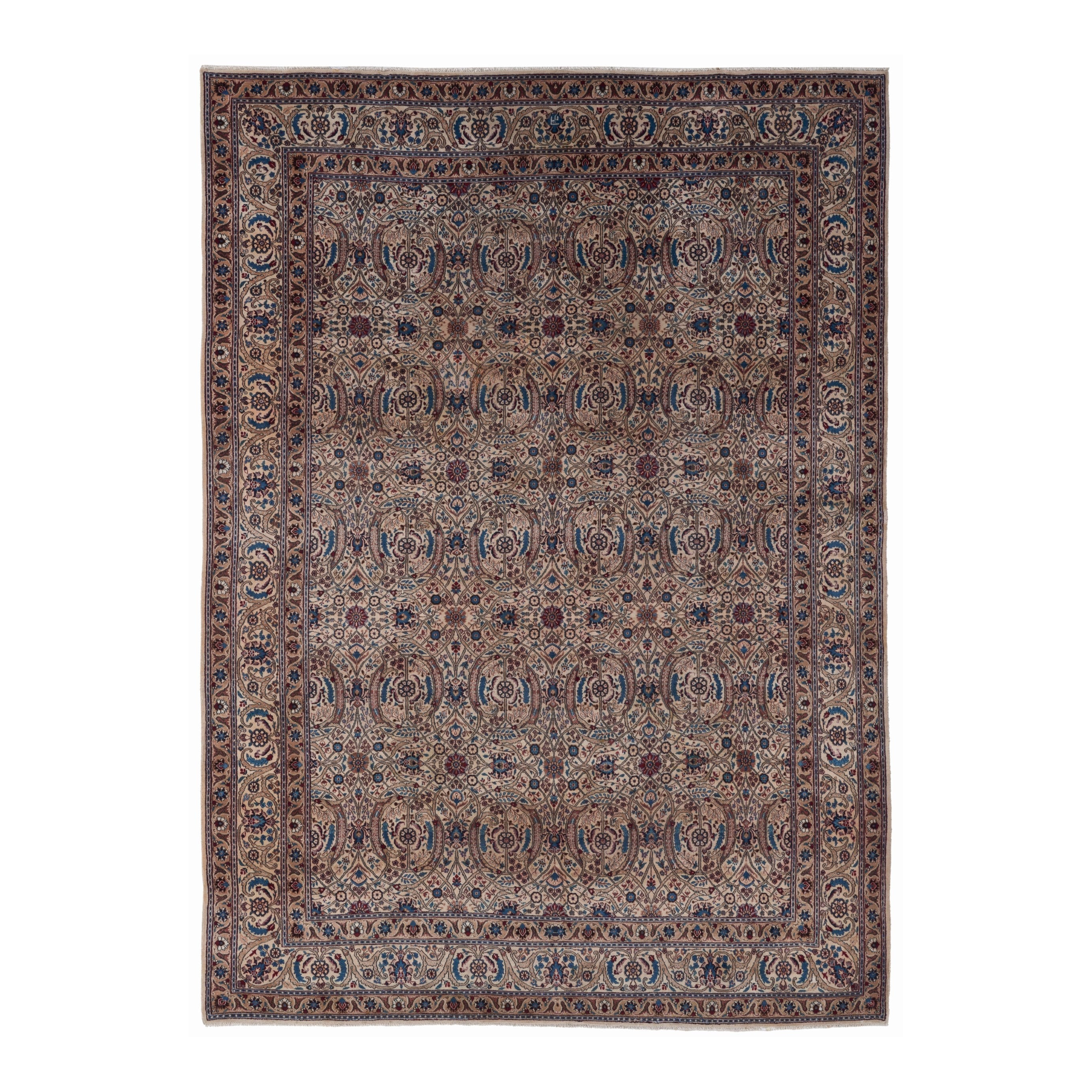 Persian Birjand oversized rug in taupe and rust, 8'2" x 11'6"