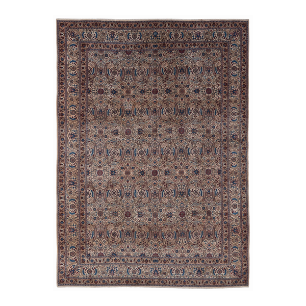Persian Birjand oversized rug in taupe and rust, 8'2" x 11'6"