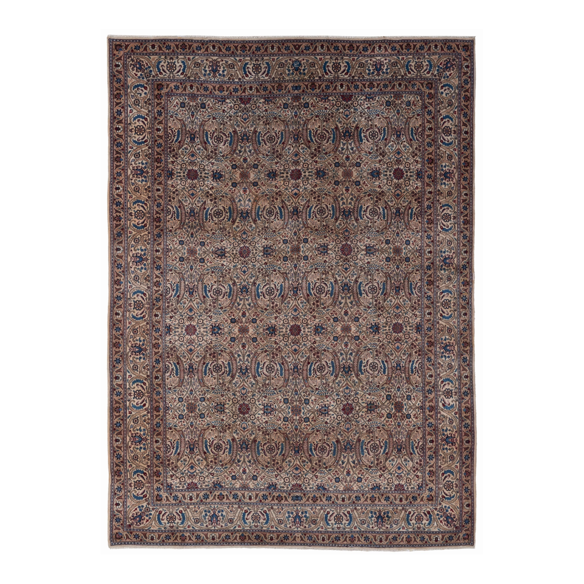Persian Birjand oversized rug in taupe and rust, 8'2" x 11'6"
