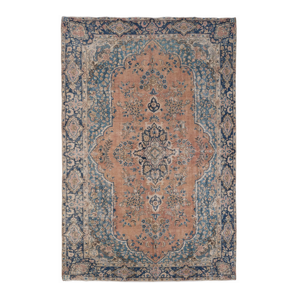 Persian Kerman oversized rug in terracotta and navy, 7'11" x 12'2"