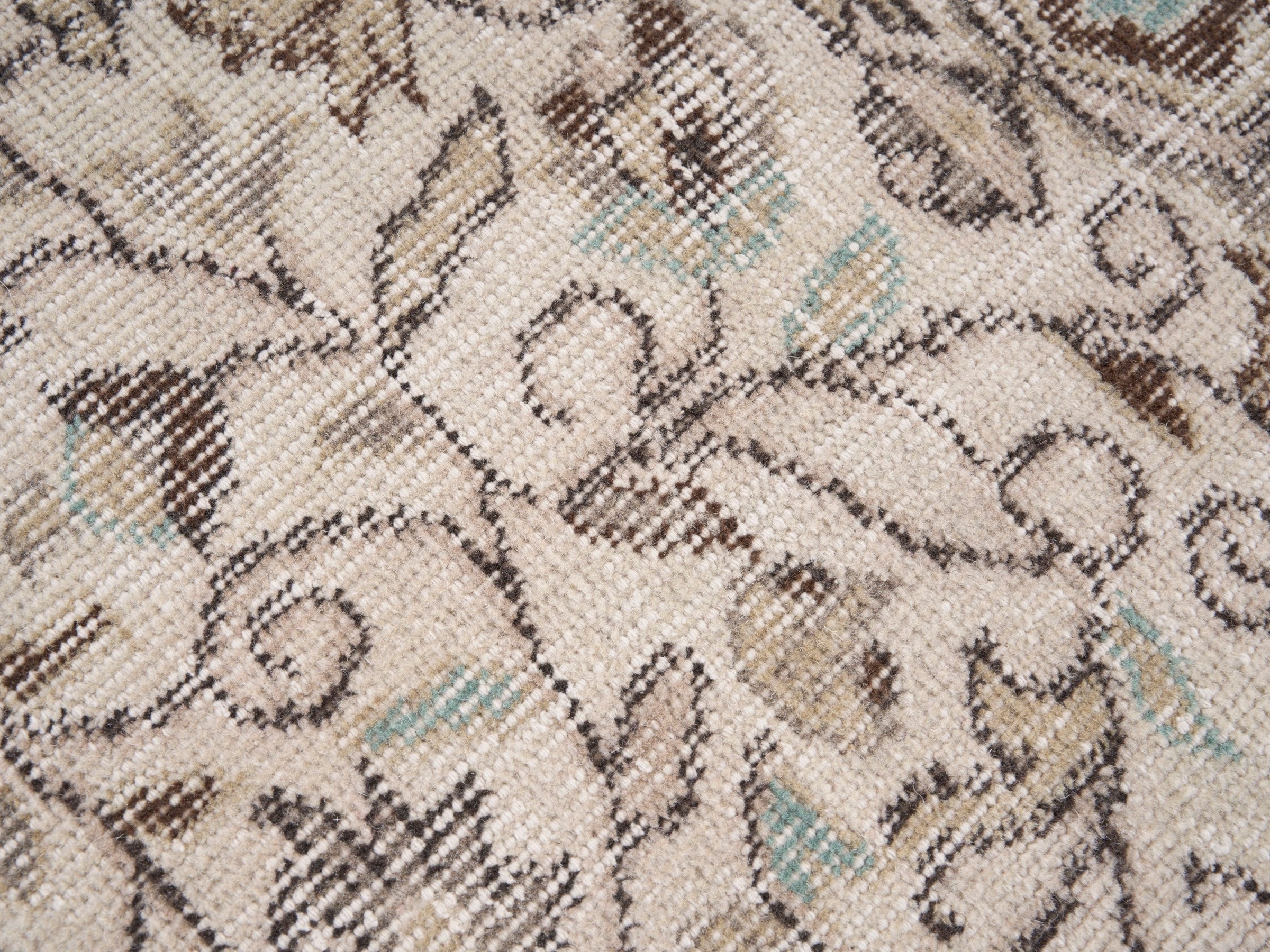 Turkish Isparta area rug in cream and taupe, view 7 of 9