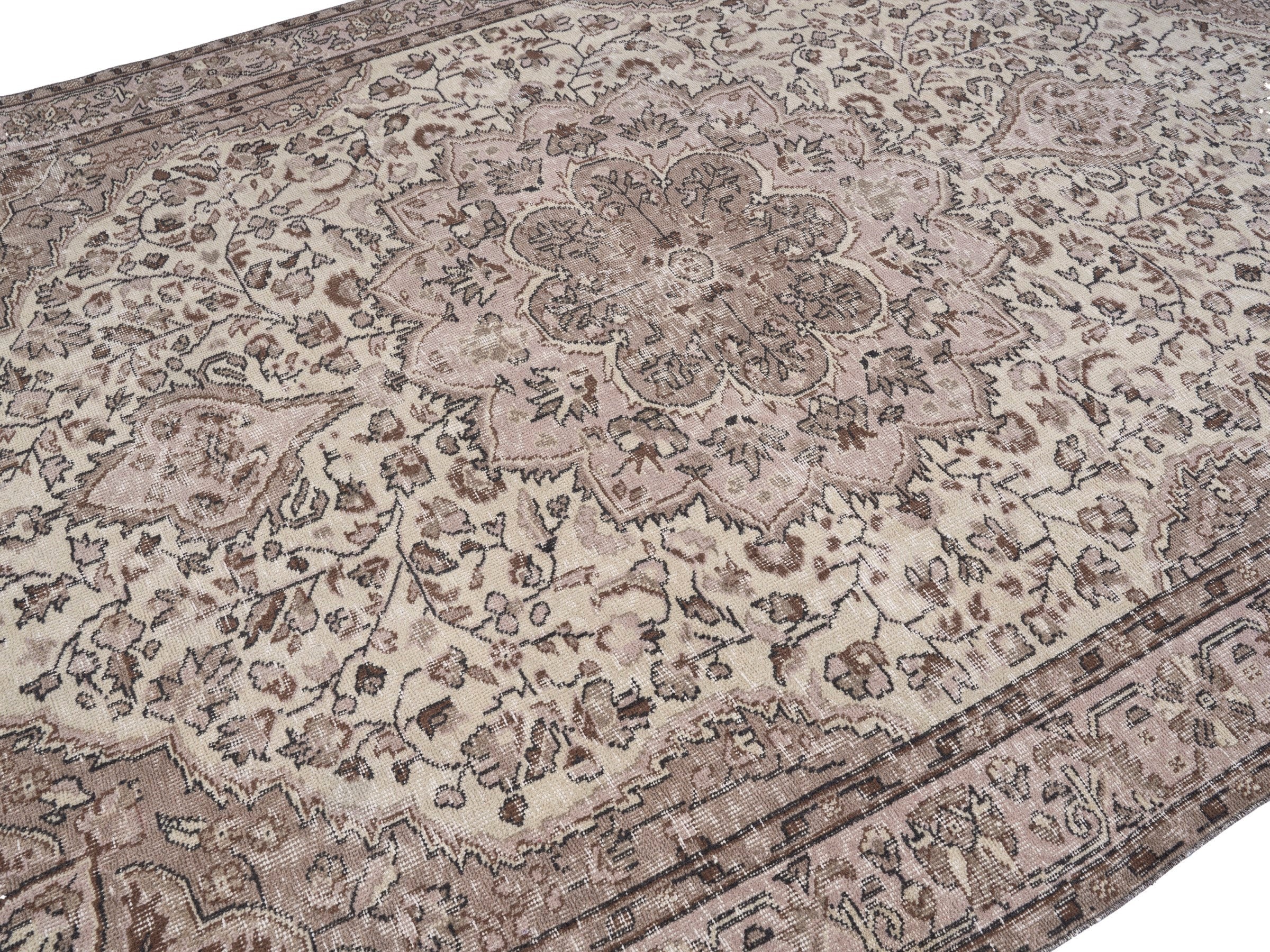 Turkish Isparta area rug in cream and greige, view 5 of 10