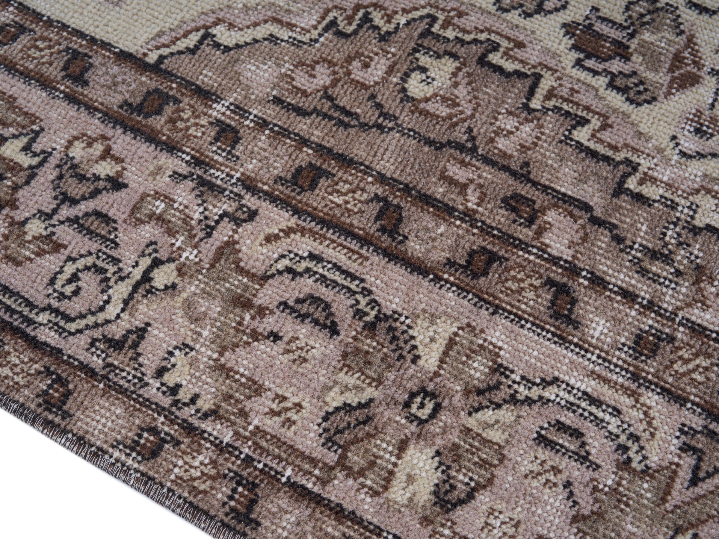 Turkish Isparta area rug in cream and greige, view 6 of 10
