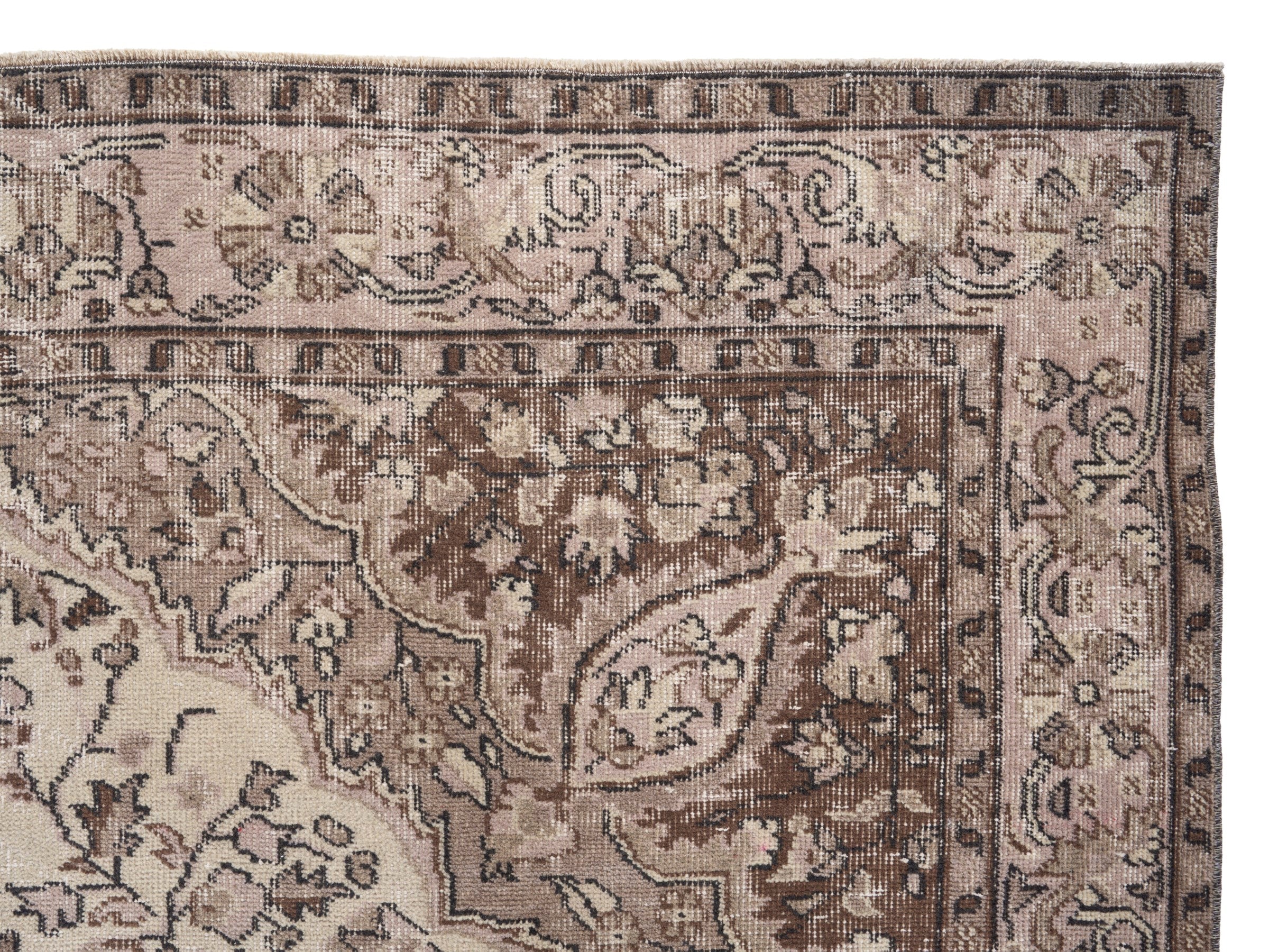 Turkish Isparta area rug in cream and greige, view 8 of 10