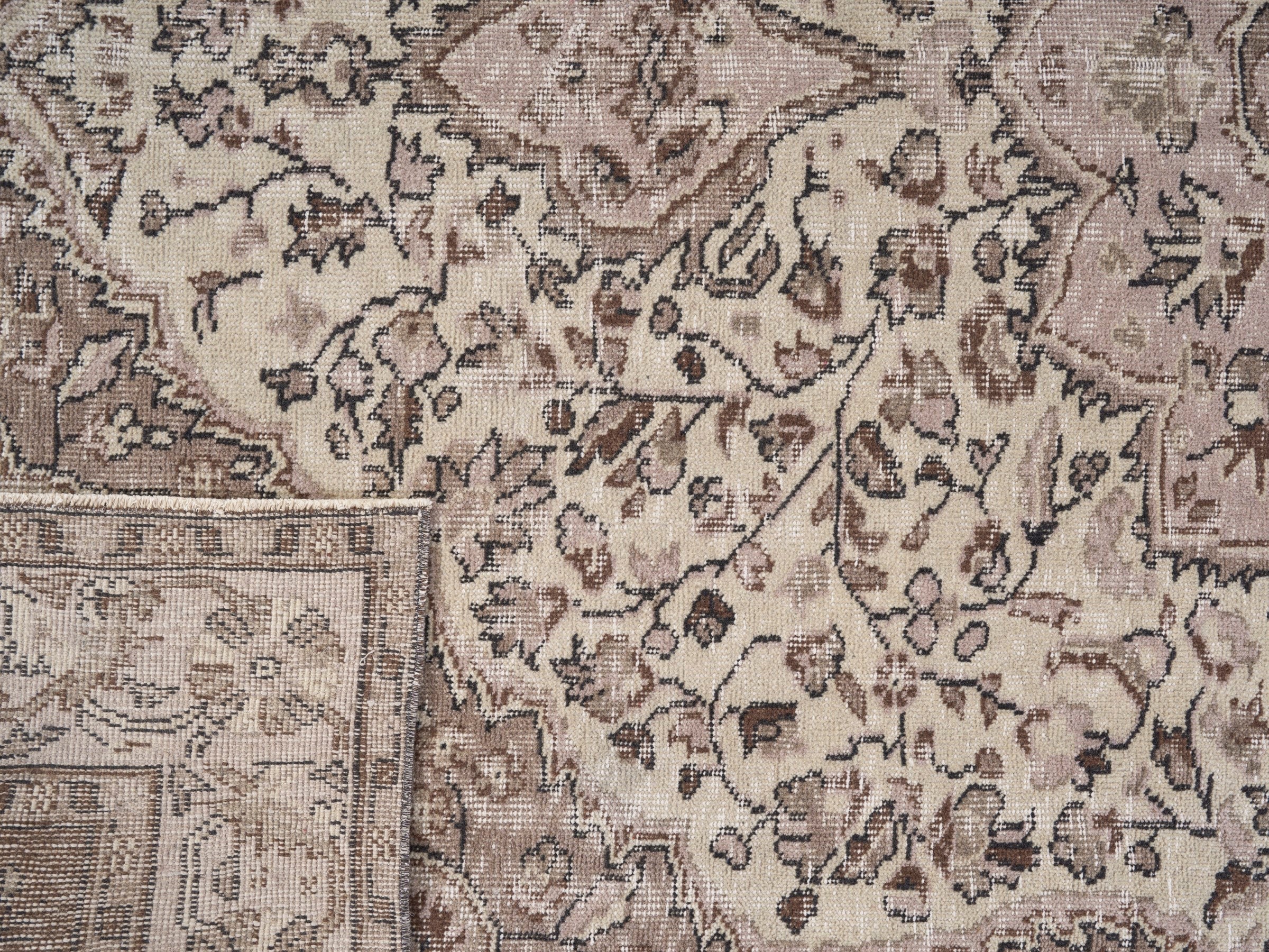 Turkish Isparta area rug in cream and greige, view 10 of 10