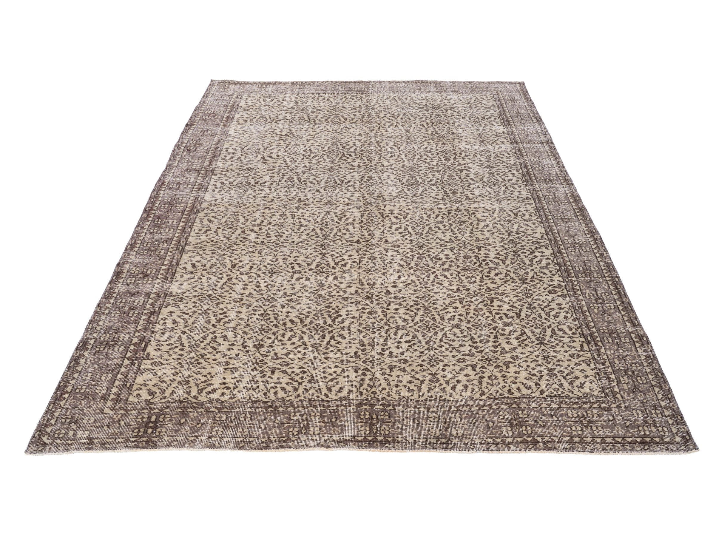 Turkish Isparta area rug in taupe and greige, view 2 of 10
