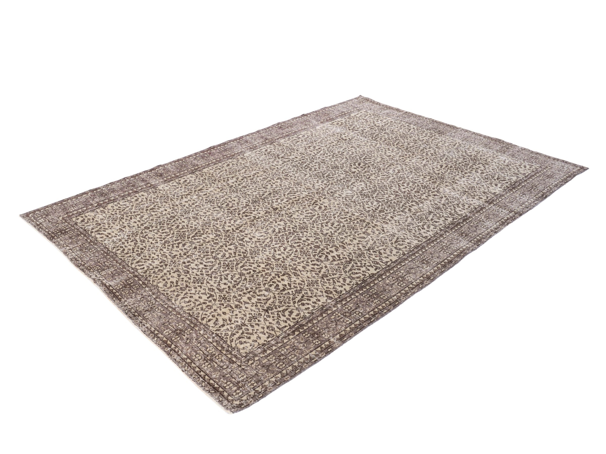 Turkish Isparta area rug in taupe and greige, view 3 of 10