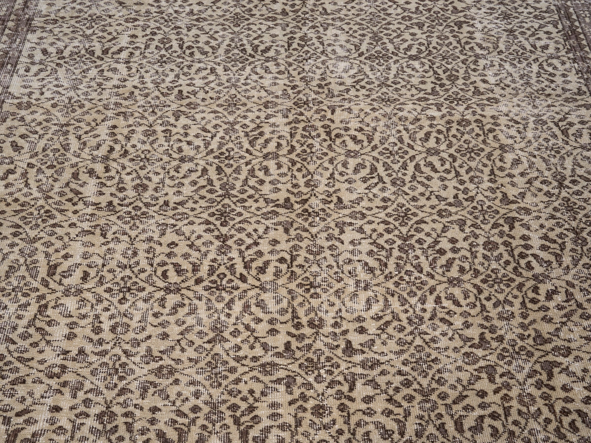 Turkish Isparta area rug in taupe and greige, view 4 of 10