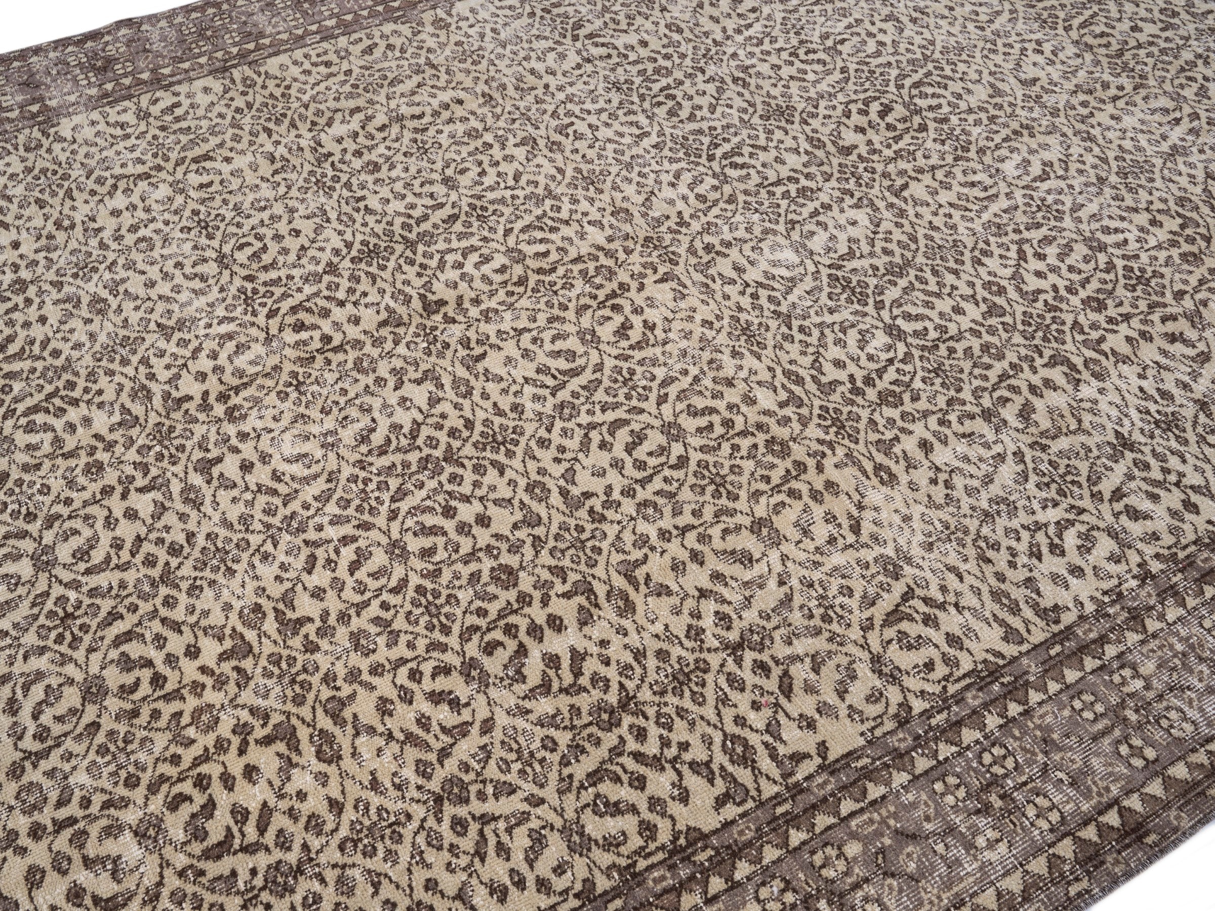 Turkish Isparta area rug in taupe and greige, view 5 of 10