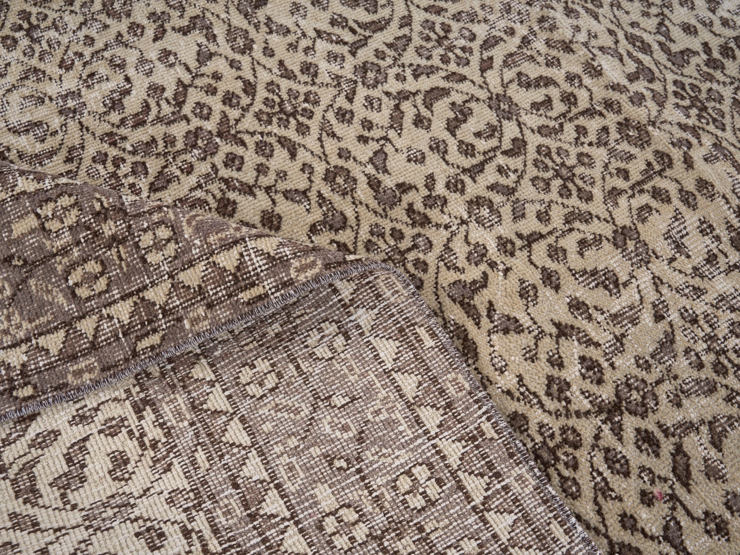 Turkish Isparta area rug in taupe and greige, view 9 of 10