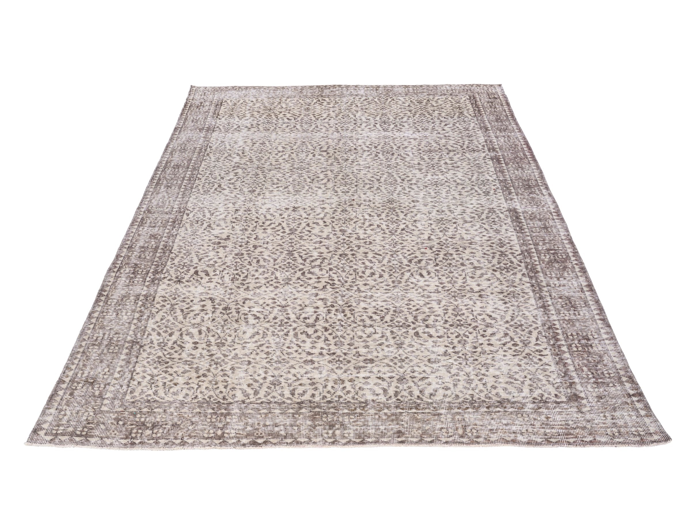 Turkish Isparta area rug in cream and taupe, view 2 of 10
