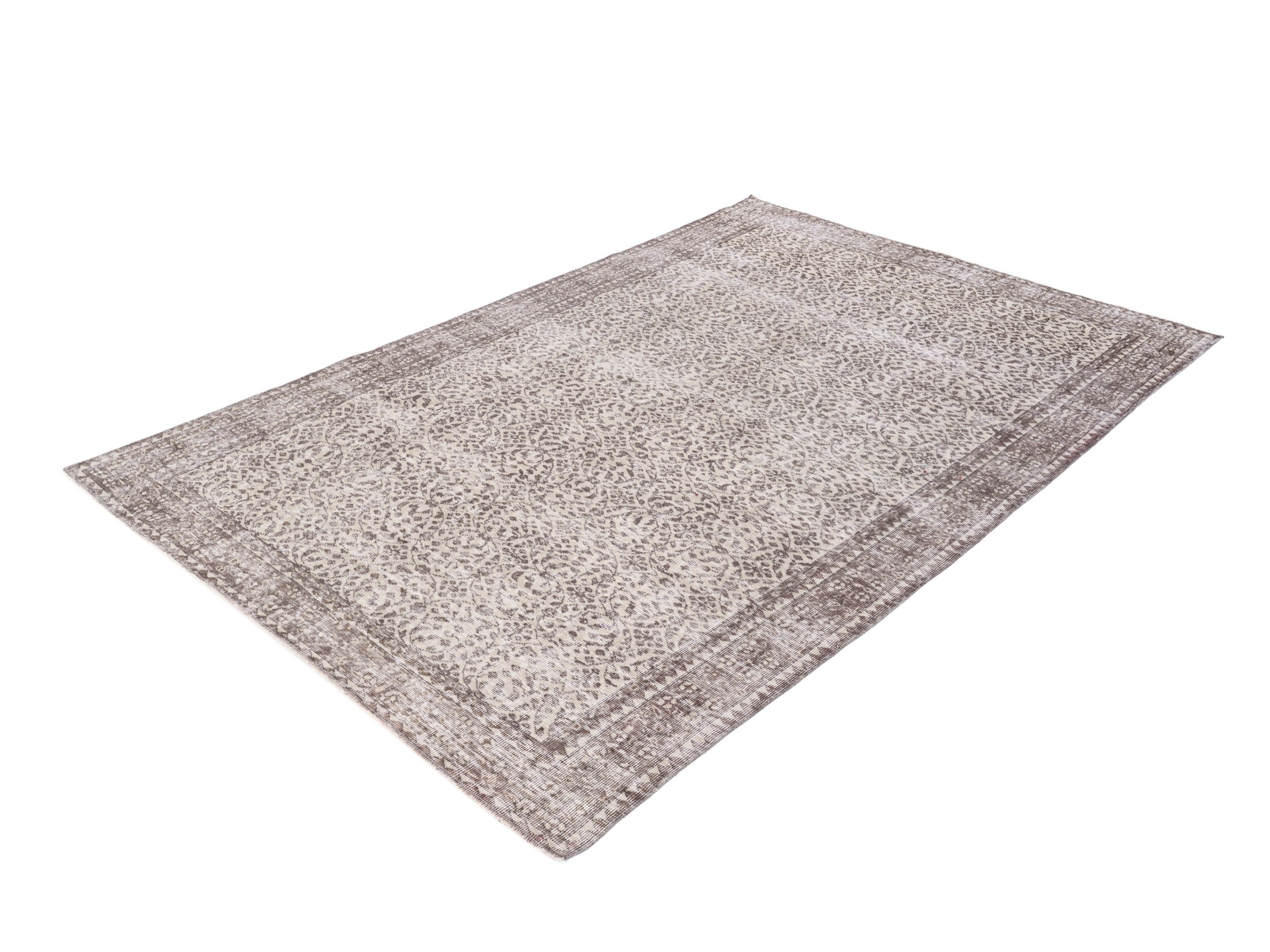 Turkish Isparta area rug in cream and taupe, view 3 of 10