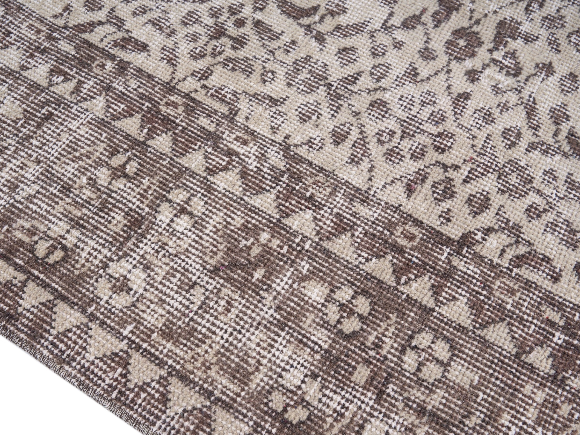 Turkish Isparta area rug in cream and taupe, view 6 of 10