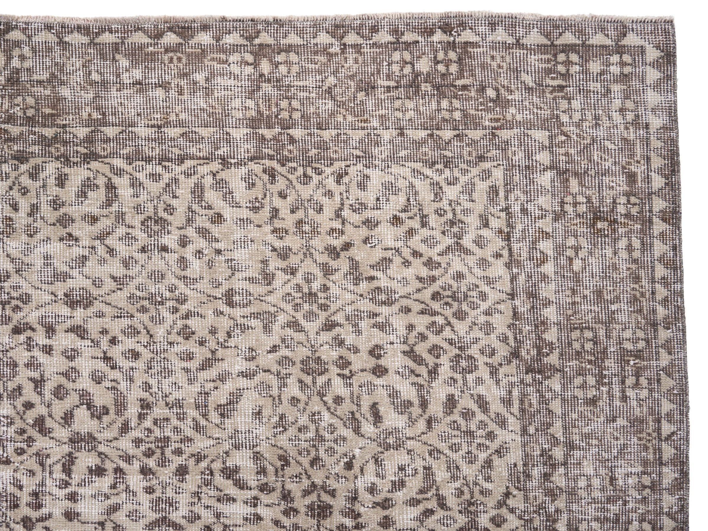 Turkish Isparta area rug in cream and taupe, view 8 of 10