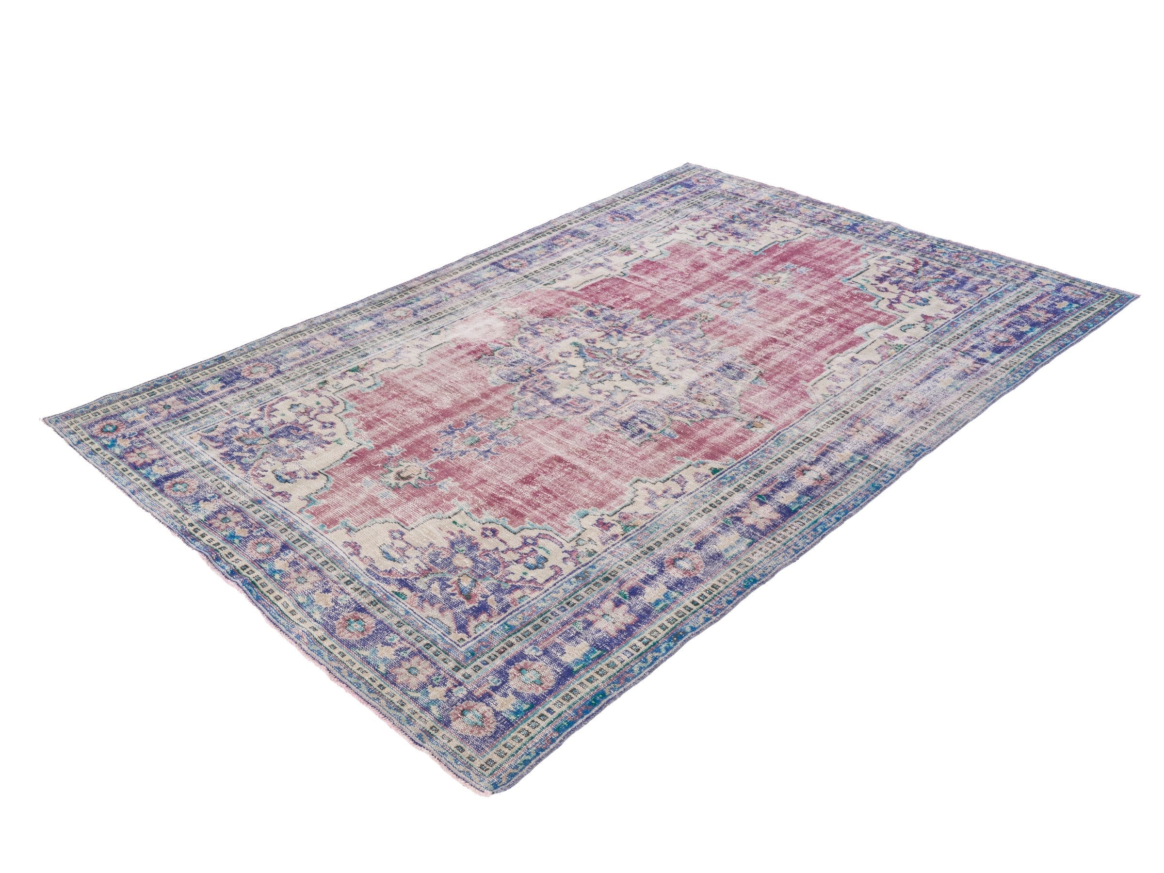 Turkish Manisa oversized rug in dusty rose and navy, view 3 of 10