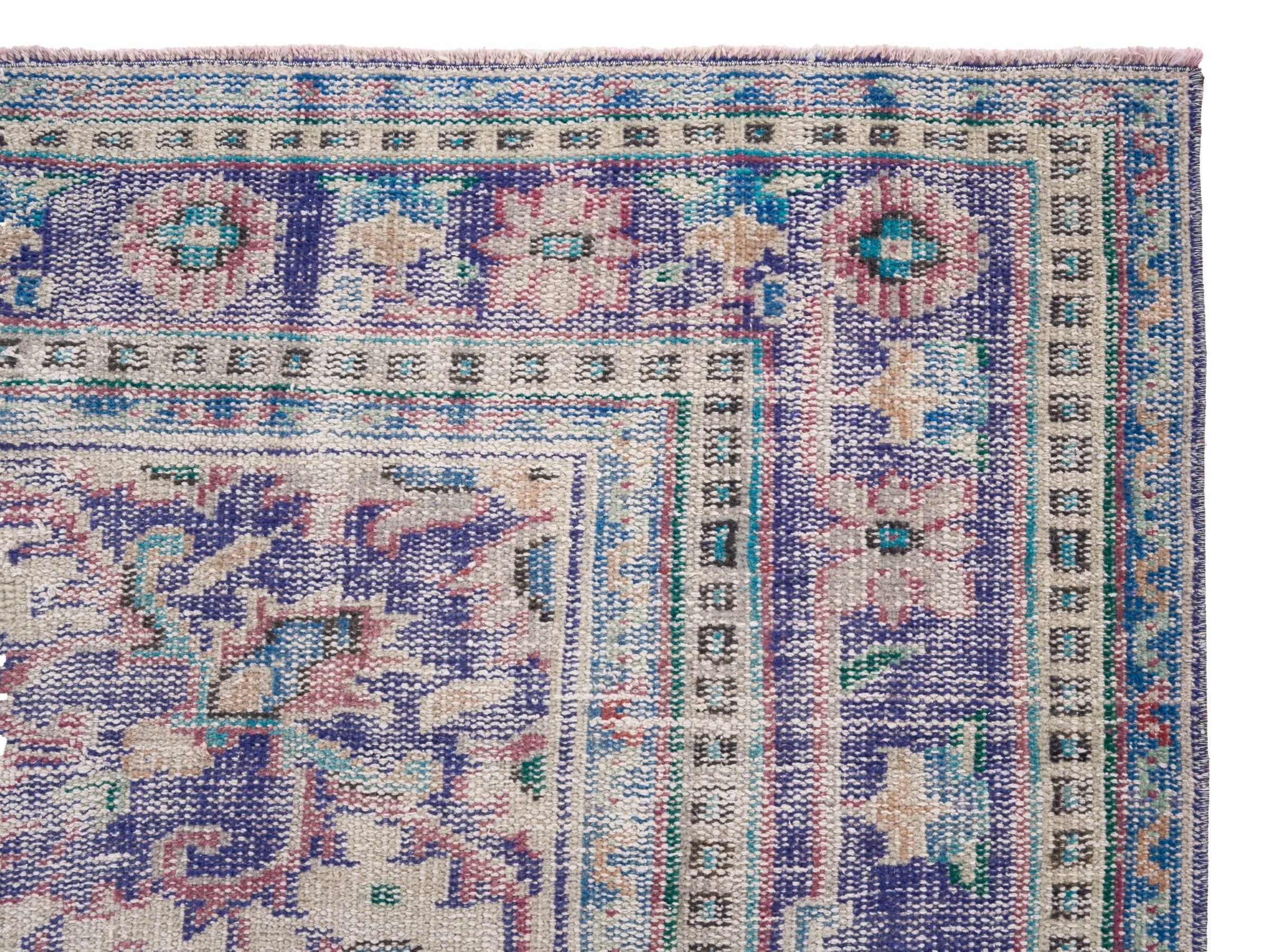 Turkish Manisa oversized rug in dusty rose and navy, view 8 of 10