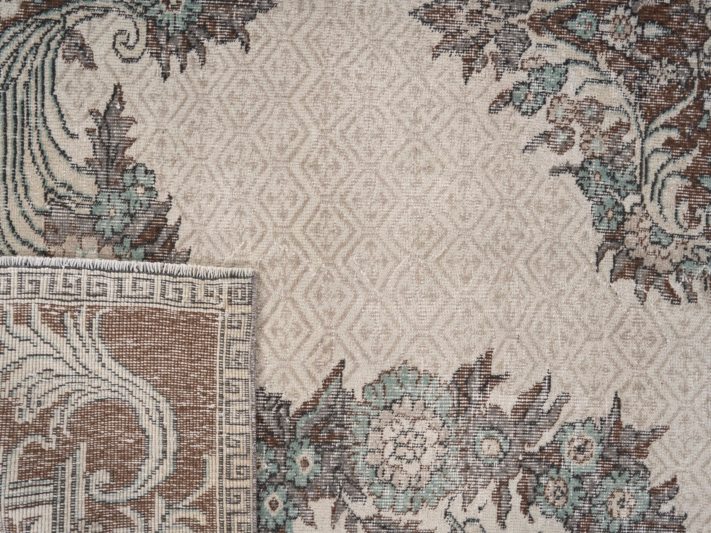 Turkish Isparta area rug in cream and brown, view 10 of 10