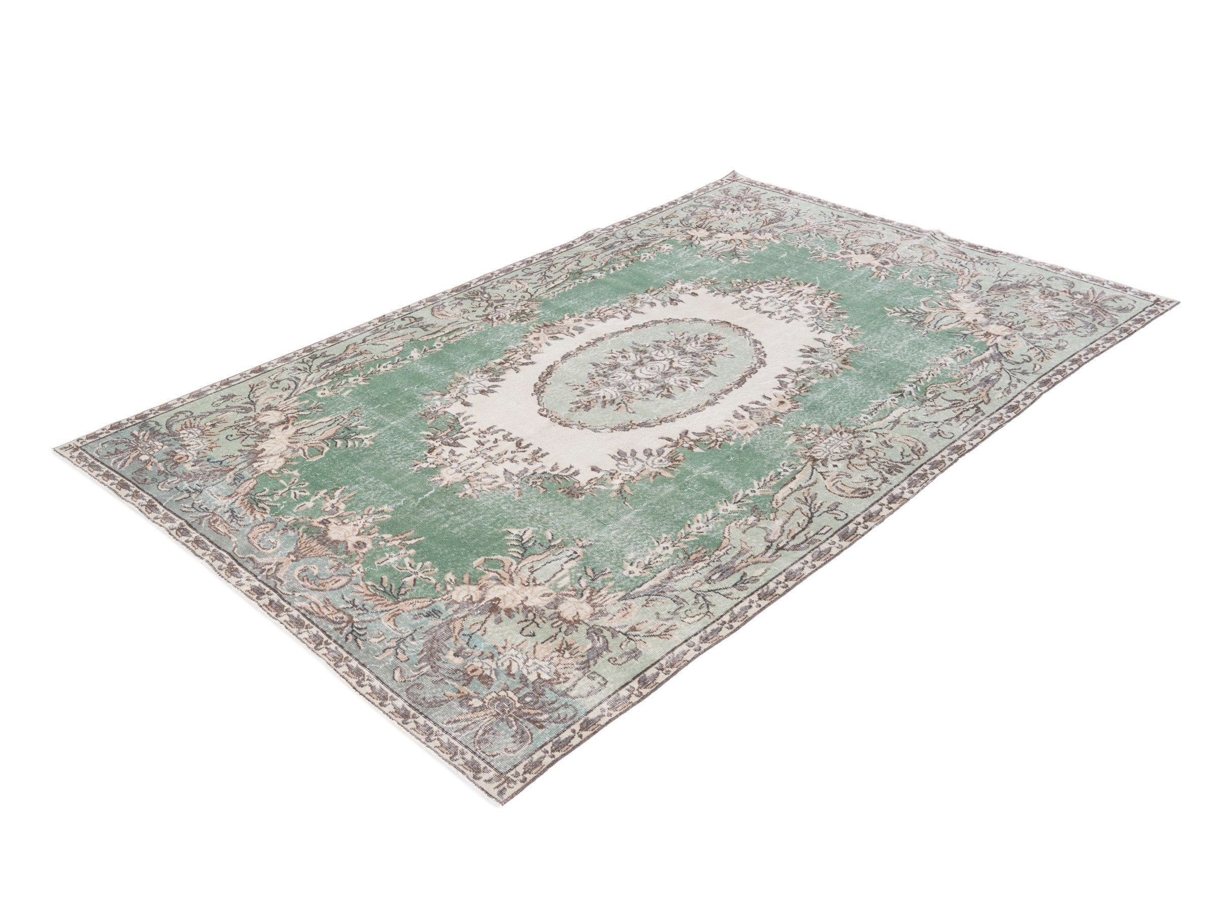 Turkish Isparta oversized rug in sage and cream, view 3 of 10