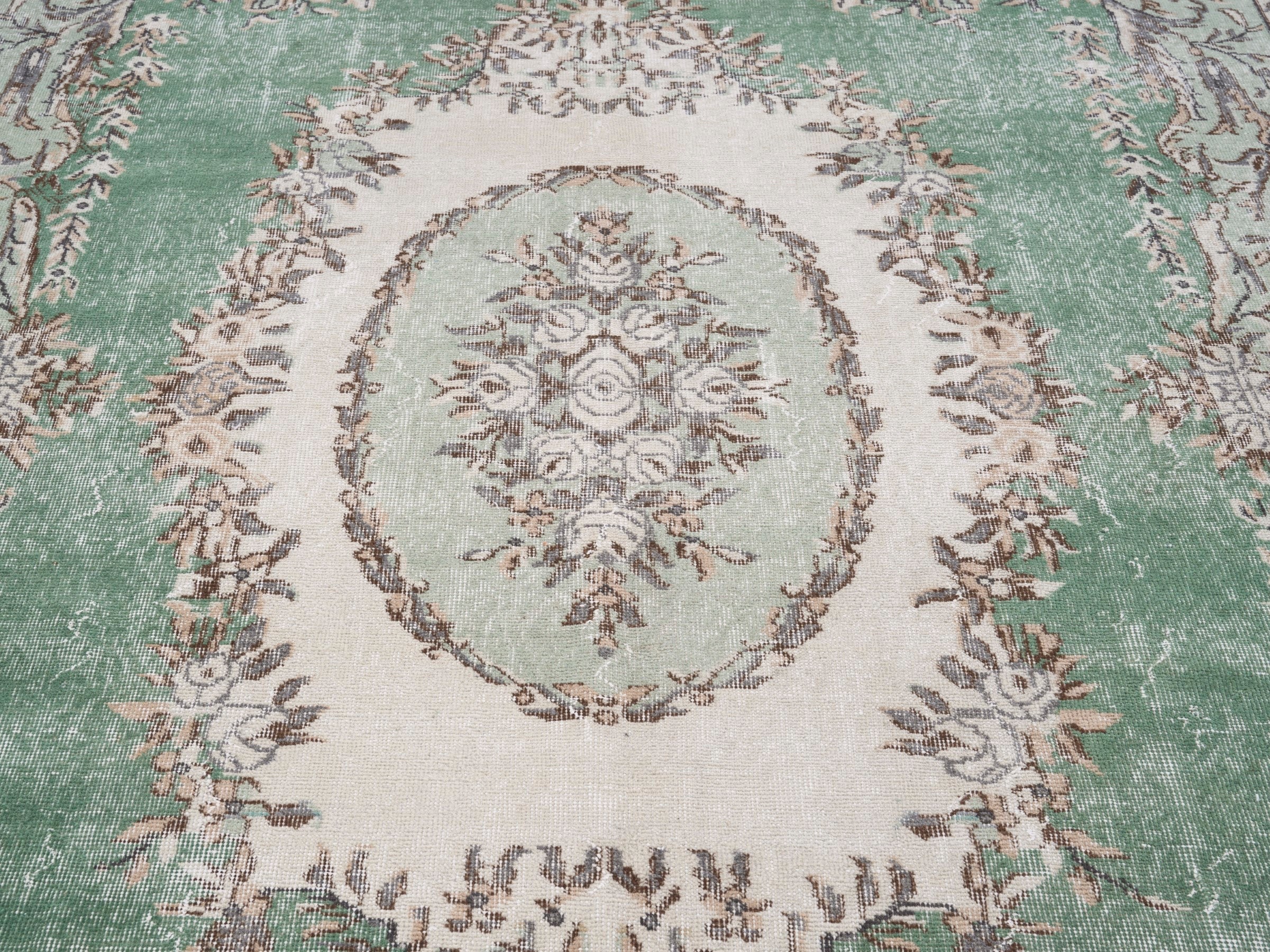 Turkish Isparta oversized rug in sage and cream, view 4 of 10