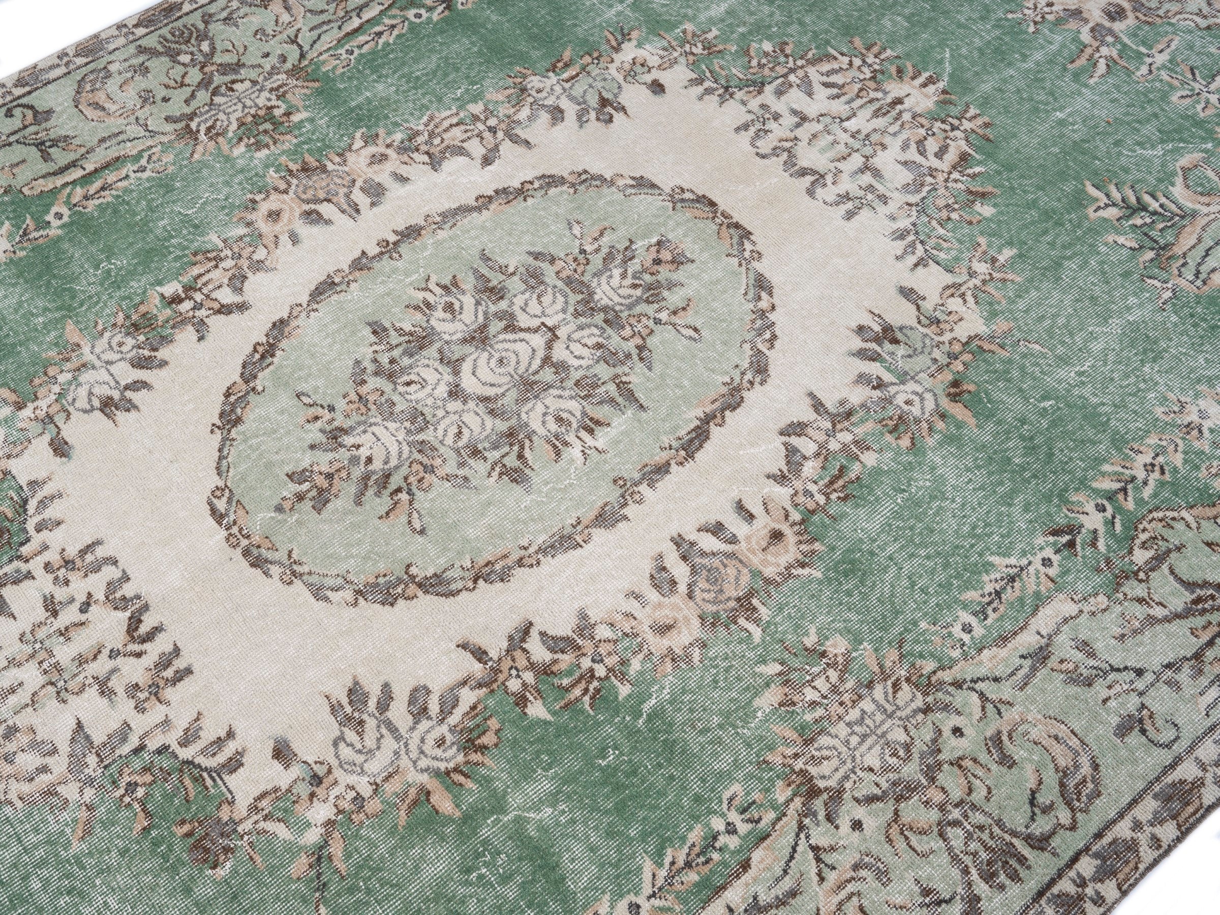 Turkish Isparta oversized rug in sage and cream, view 5 of 10
