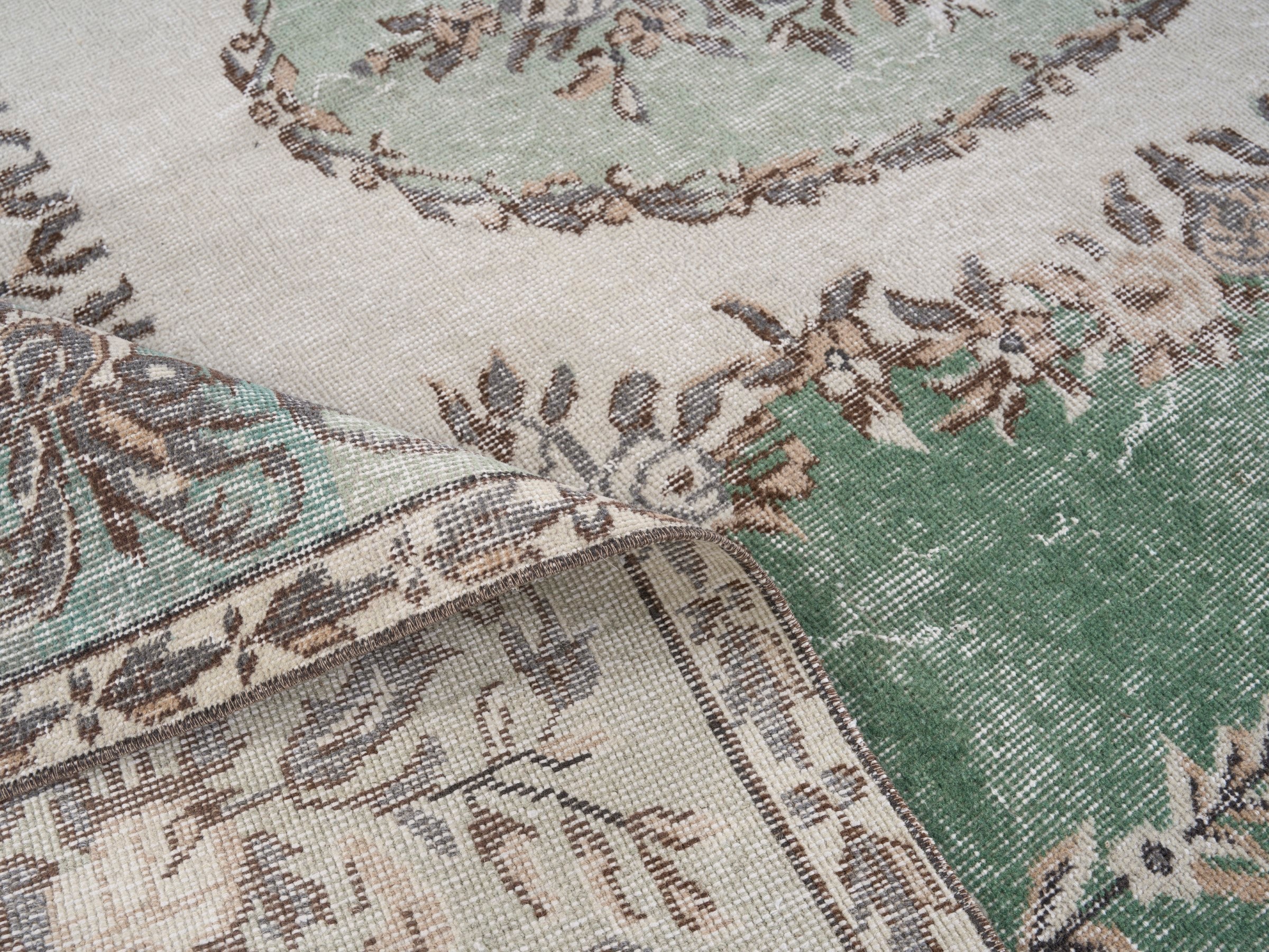 Turkish Isparta oversized rug in sage and cream, view 9 of 10