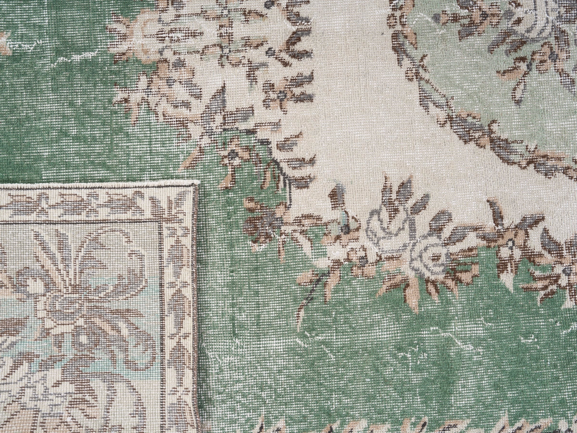 Turkish Isparta oversized rug in sage and cream, view 10 of 10