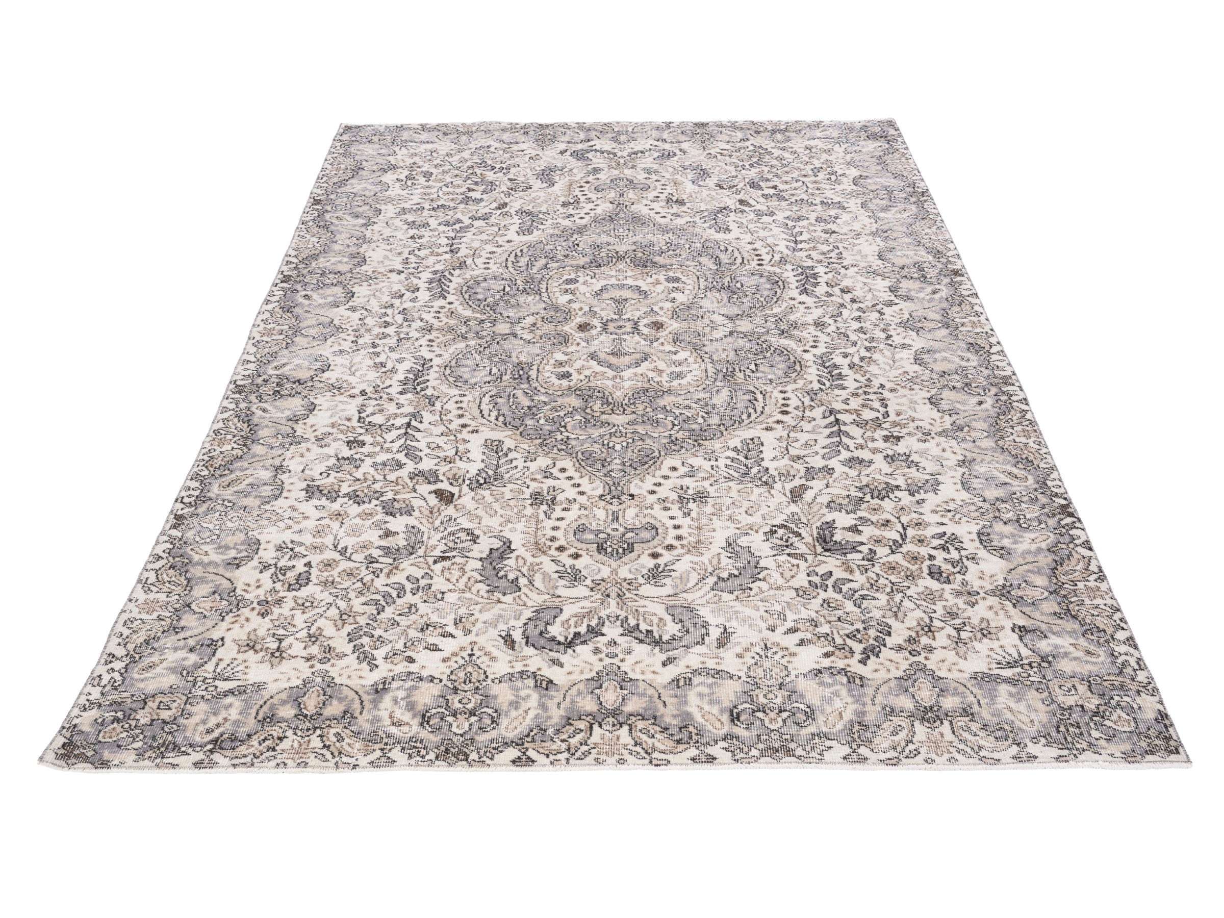 Turkish Isparta area rug in cream and stone, view 2 of 10