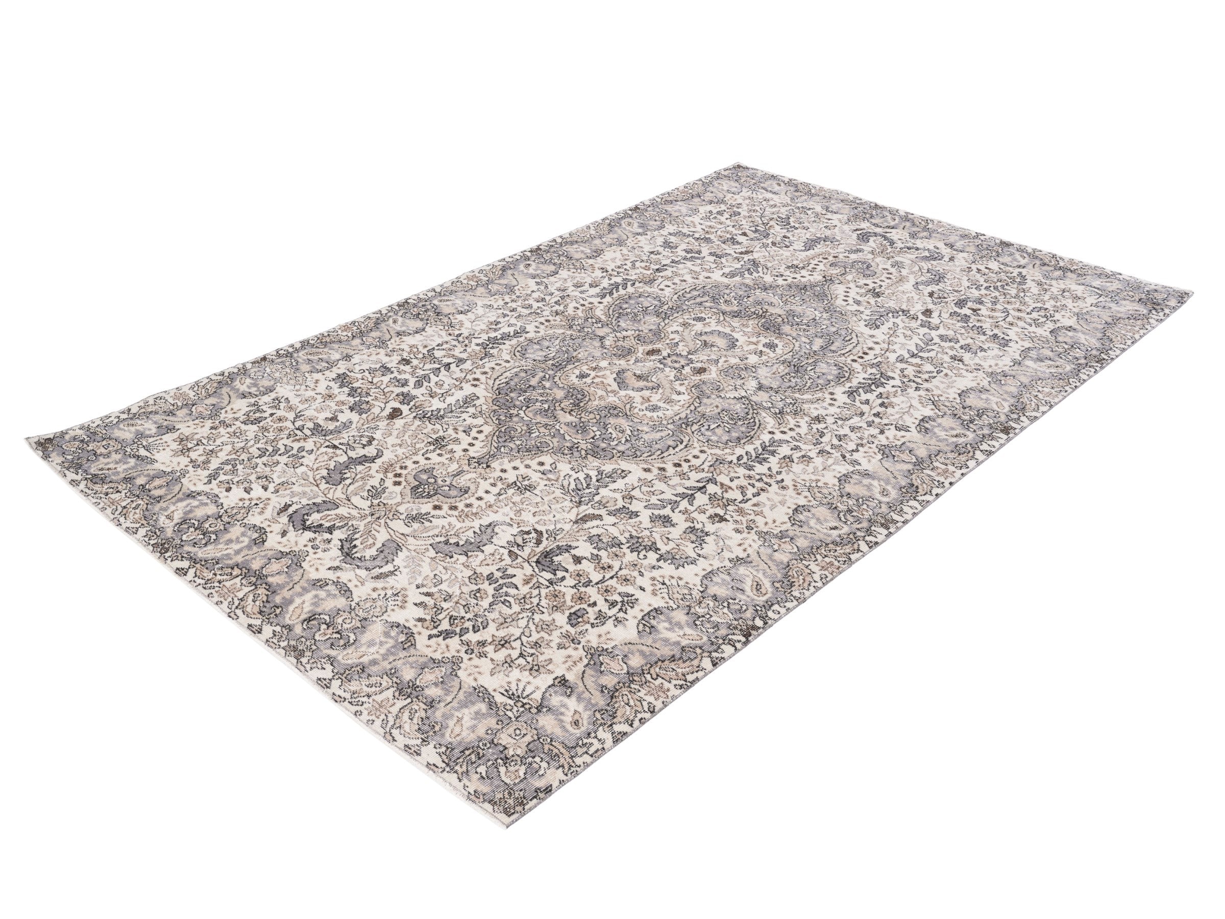Turkish Isparta area rug in cream and stone, view 3 of 10