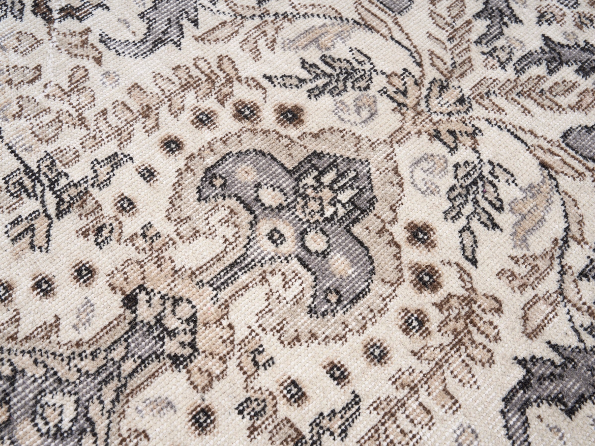 Turkish Isparta area rug in cream and stone, view 7 of 10