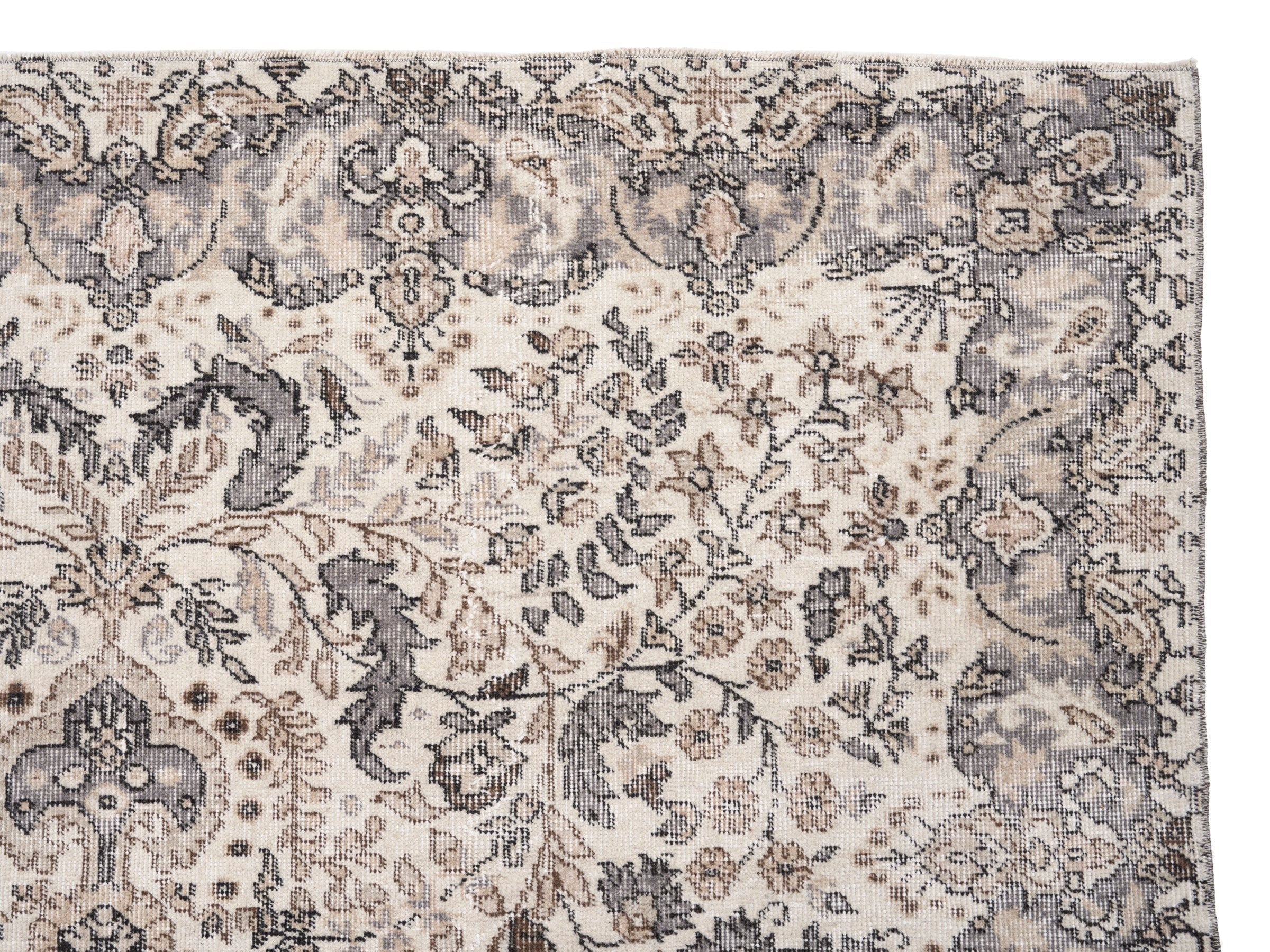 Turkish Isparta area rug in cream and stone, view 8 of 10
