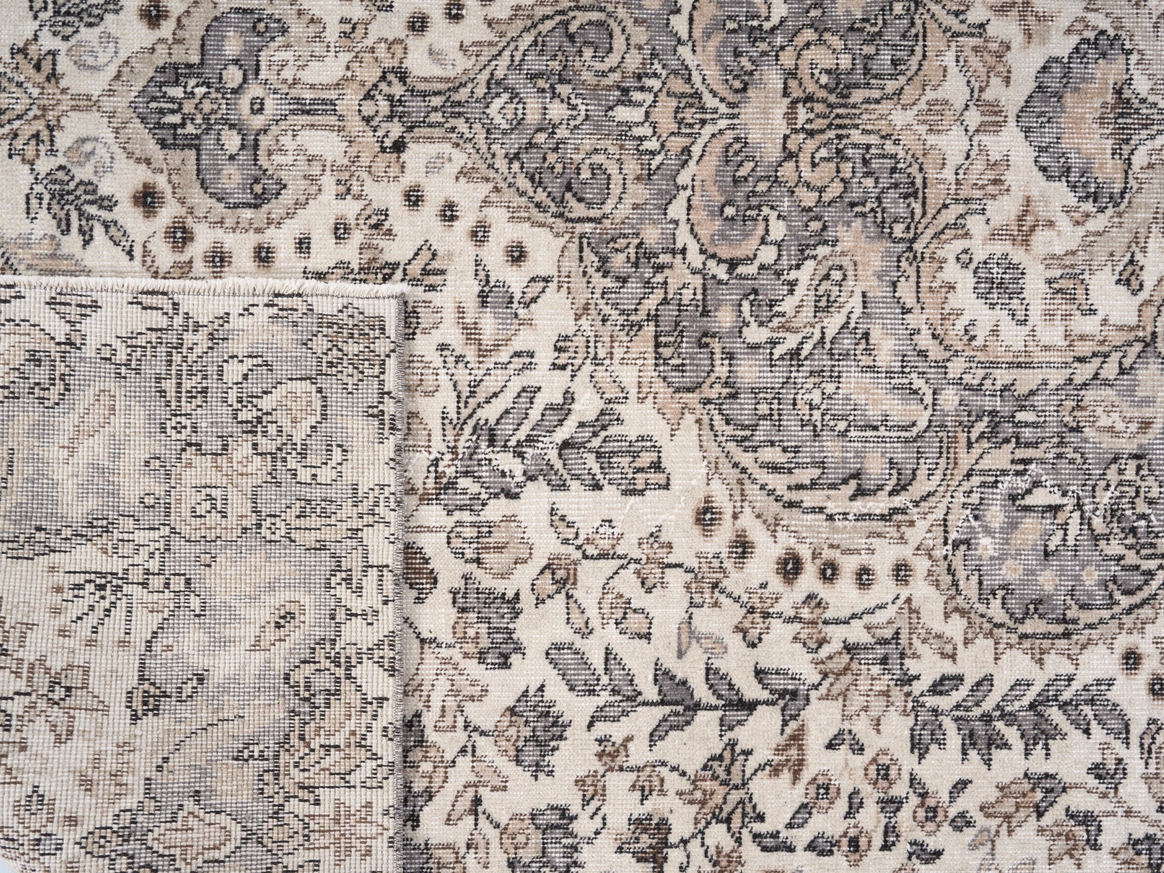Turkish Isparta area rug in cream and stone, view 10 of 10