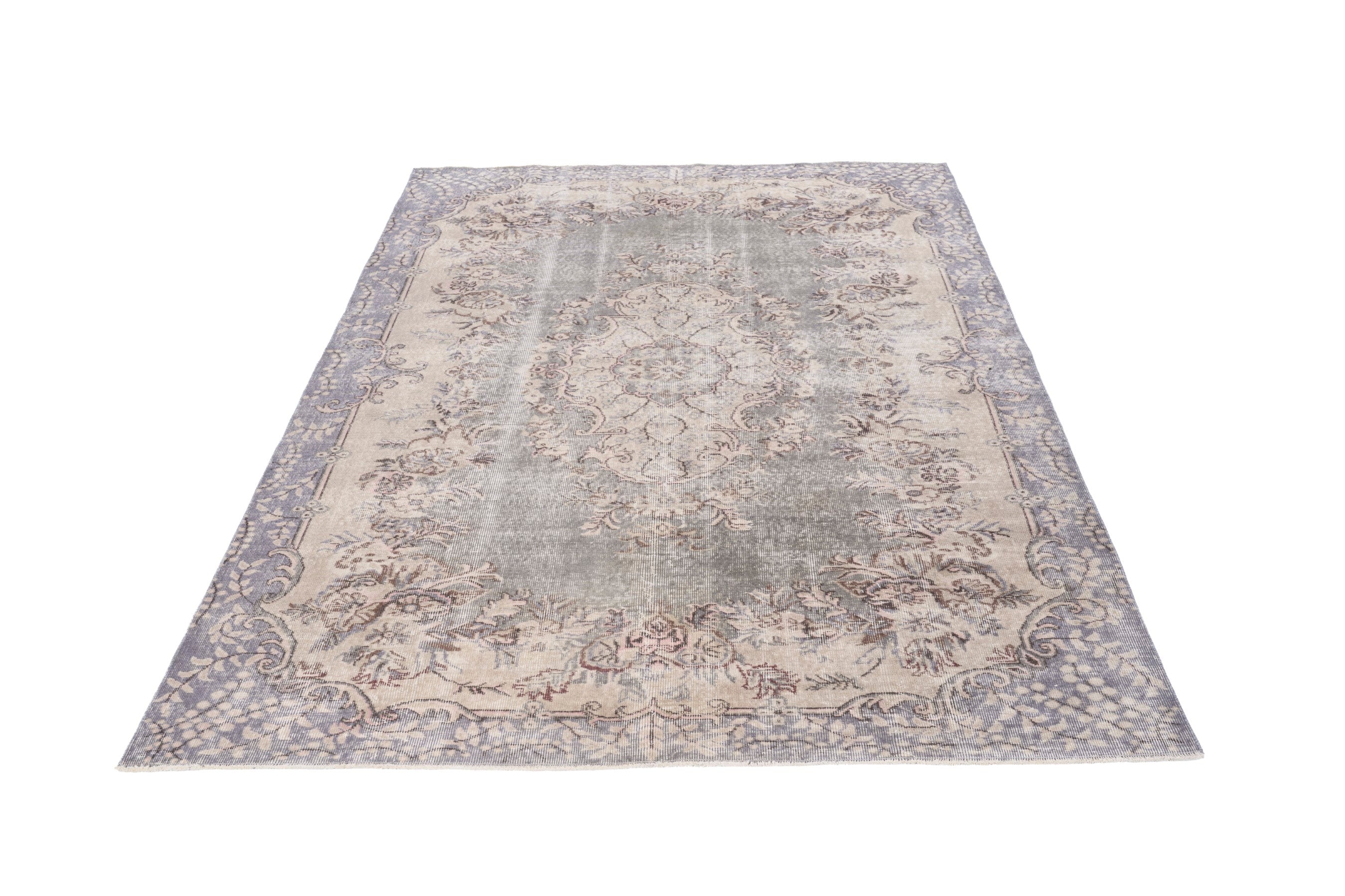 Turkish Isparta area rug in cream and greige, view 2 of 10