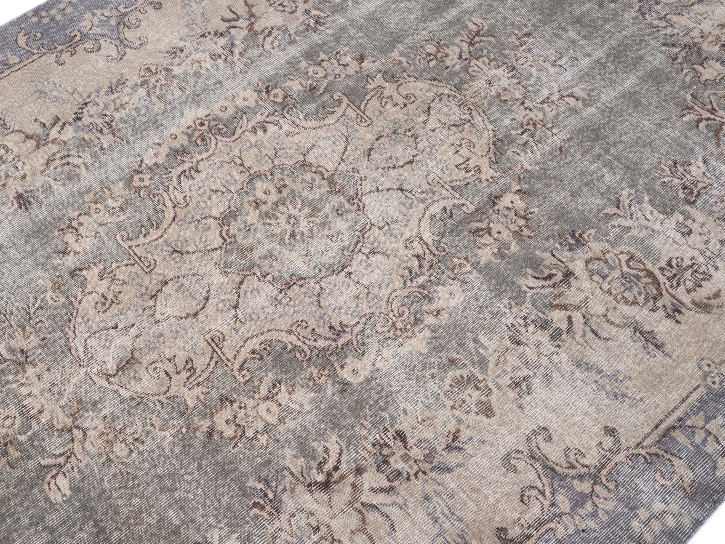 Turkish Isparta area rug in cream and greige, view 5 of 10