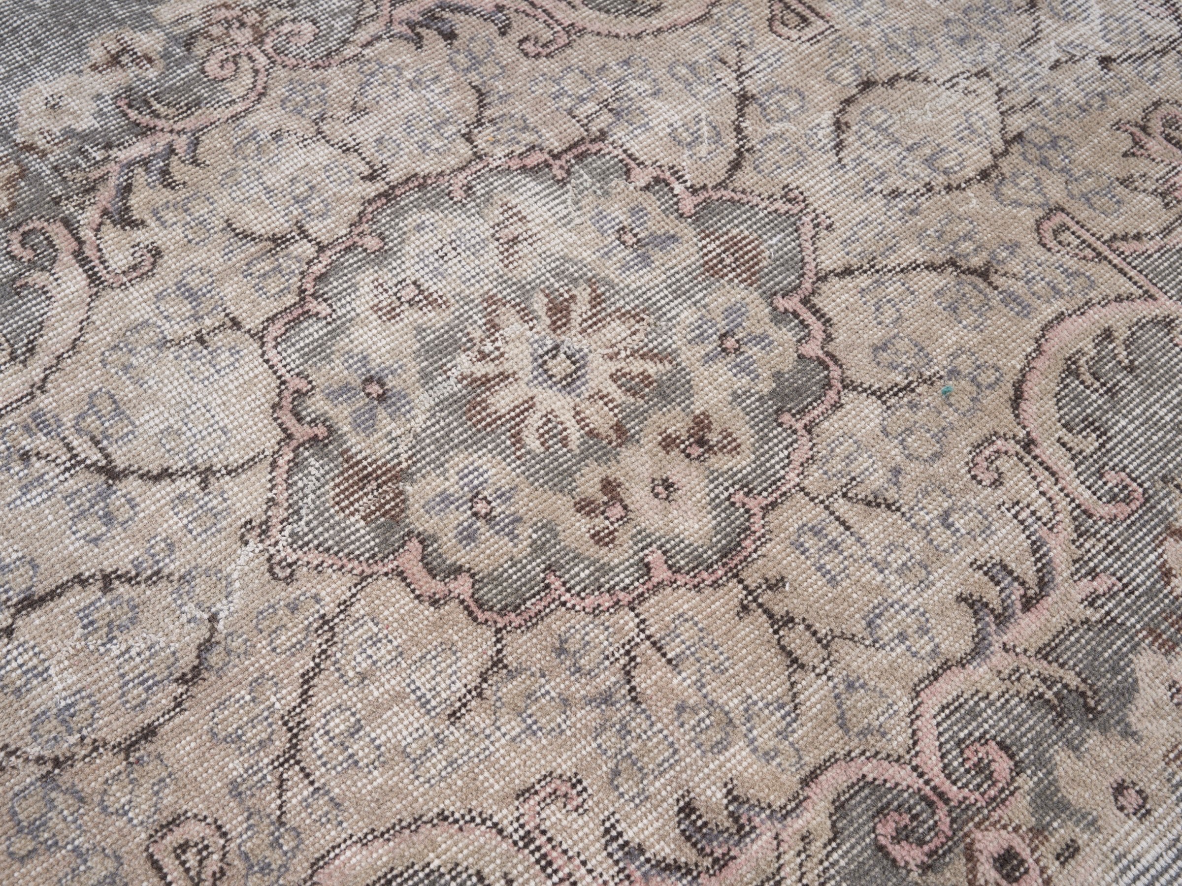 Turkish Isparta area rug in cream and greige, view 7 of 10